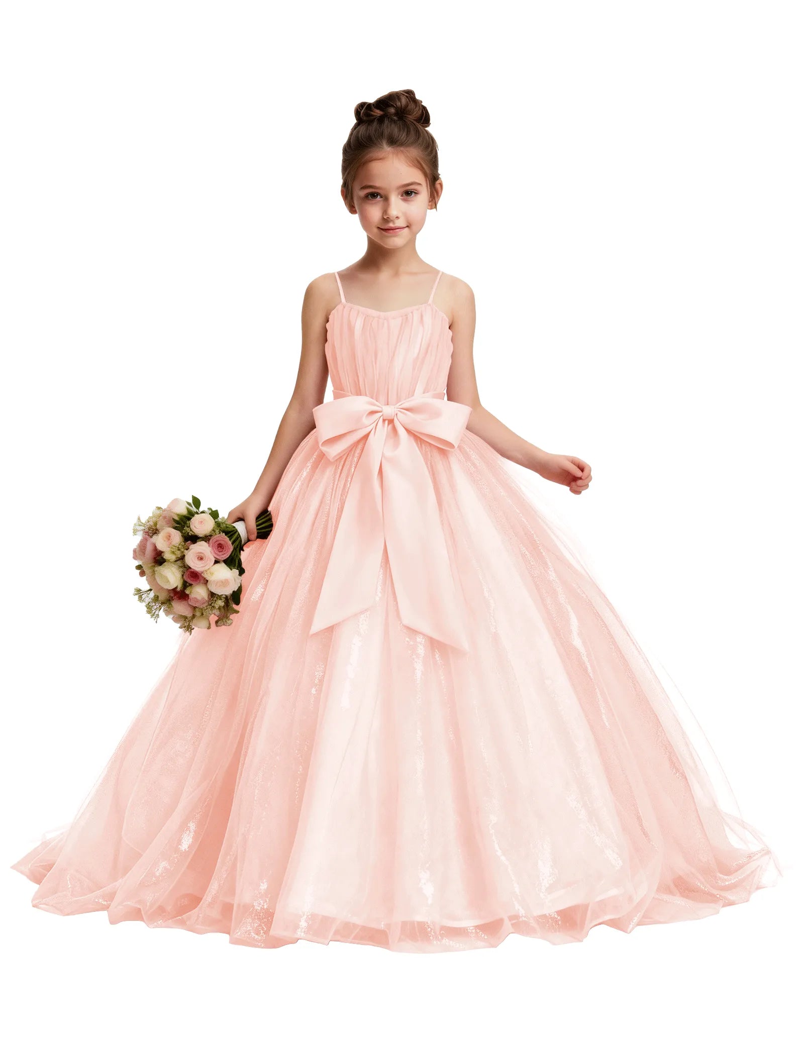 Tulle Princess Dress for Girls with Satin Bow