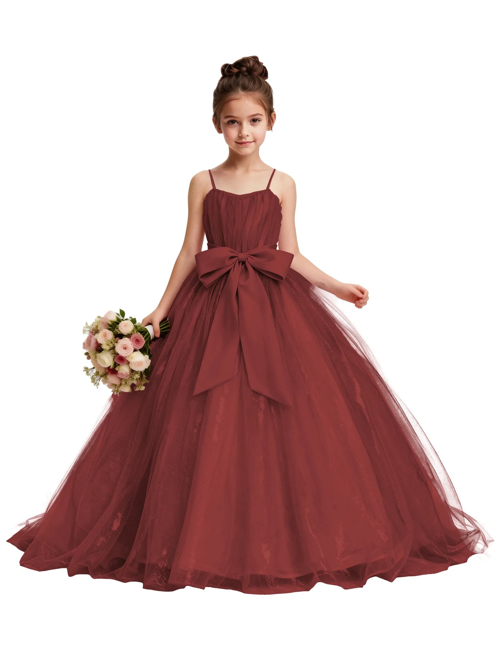 Tulle Princess Dress for Girls with Satin Bow