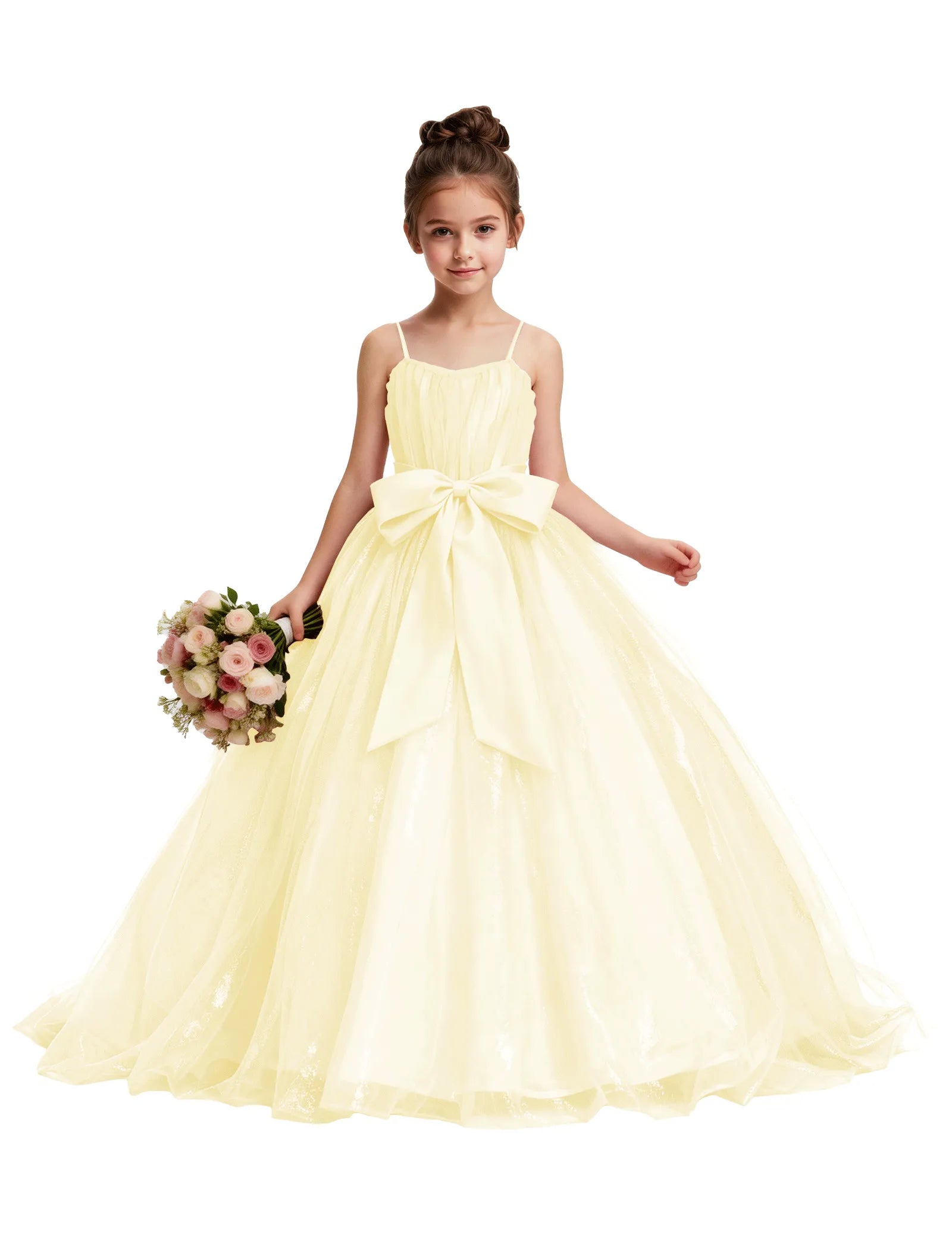 Tulle Princess Dress for Girls with Satin Bow