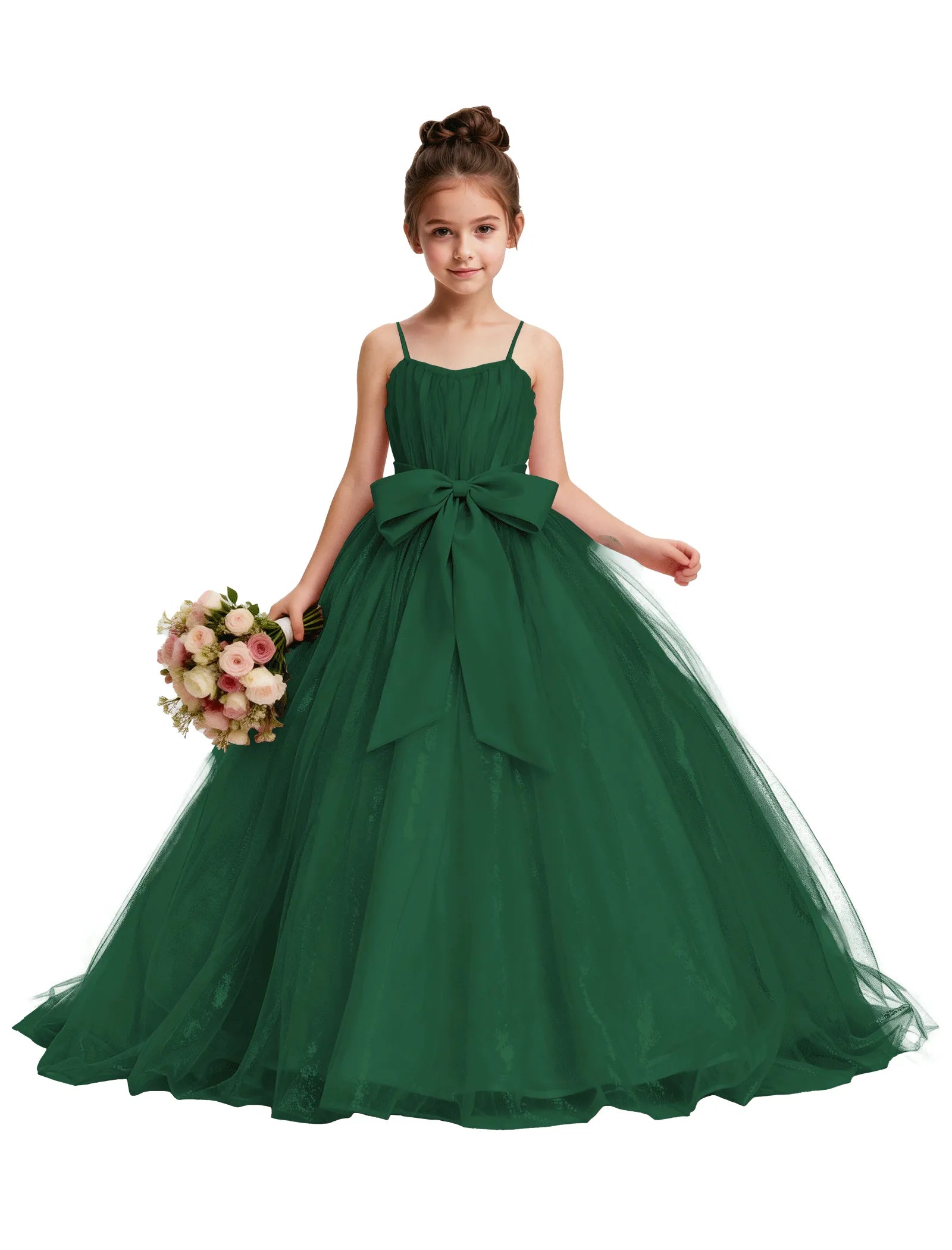 Tulle Princess Dress for Girls with Satin Bow