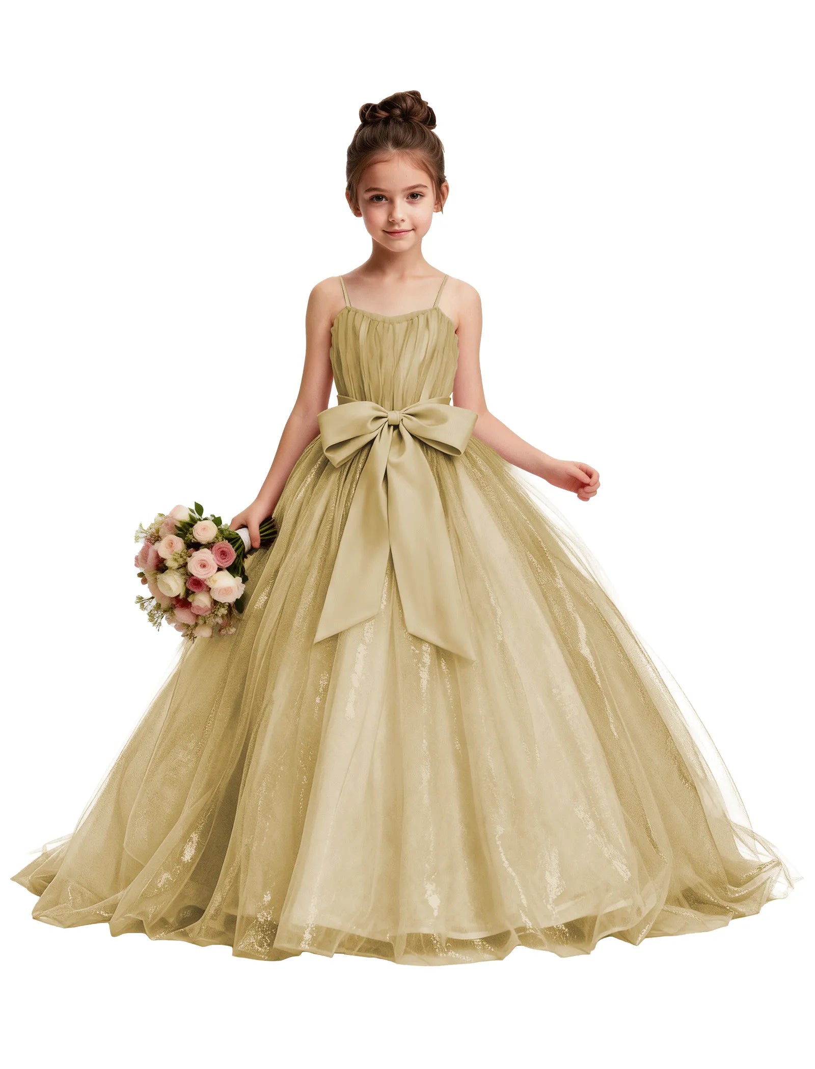 Tulle Princess Dress for Girls with Satin Bow