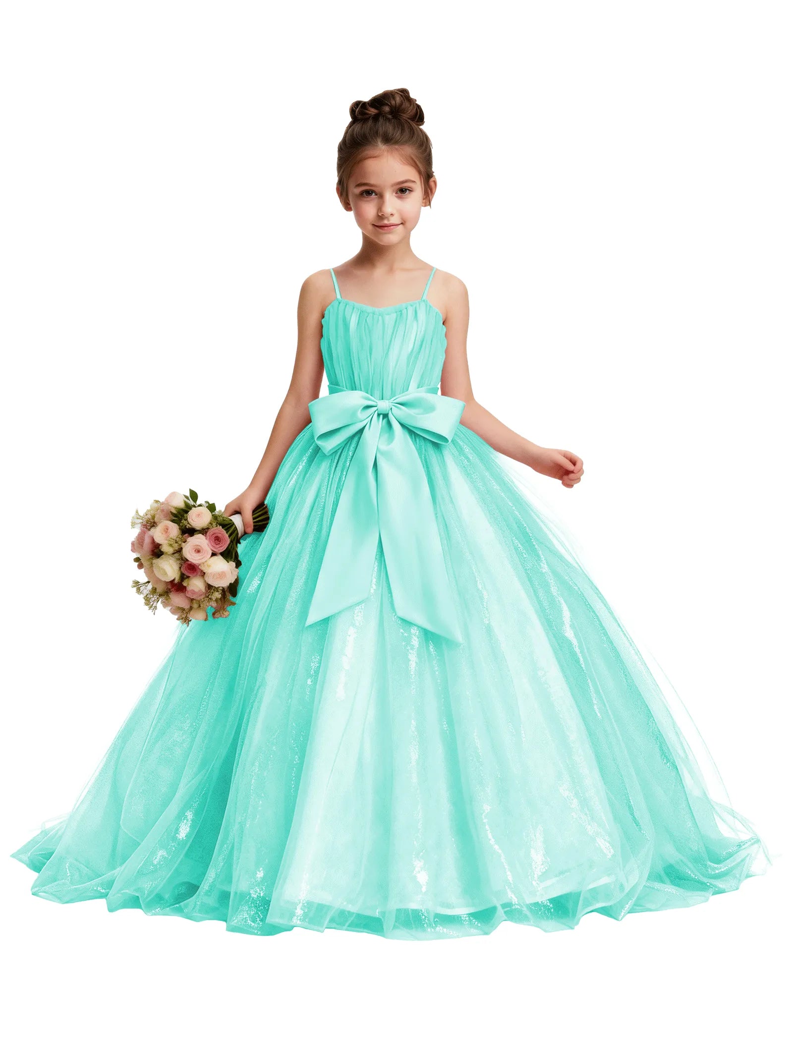 Tulle Princess Dress for Girls with Satin Bow