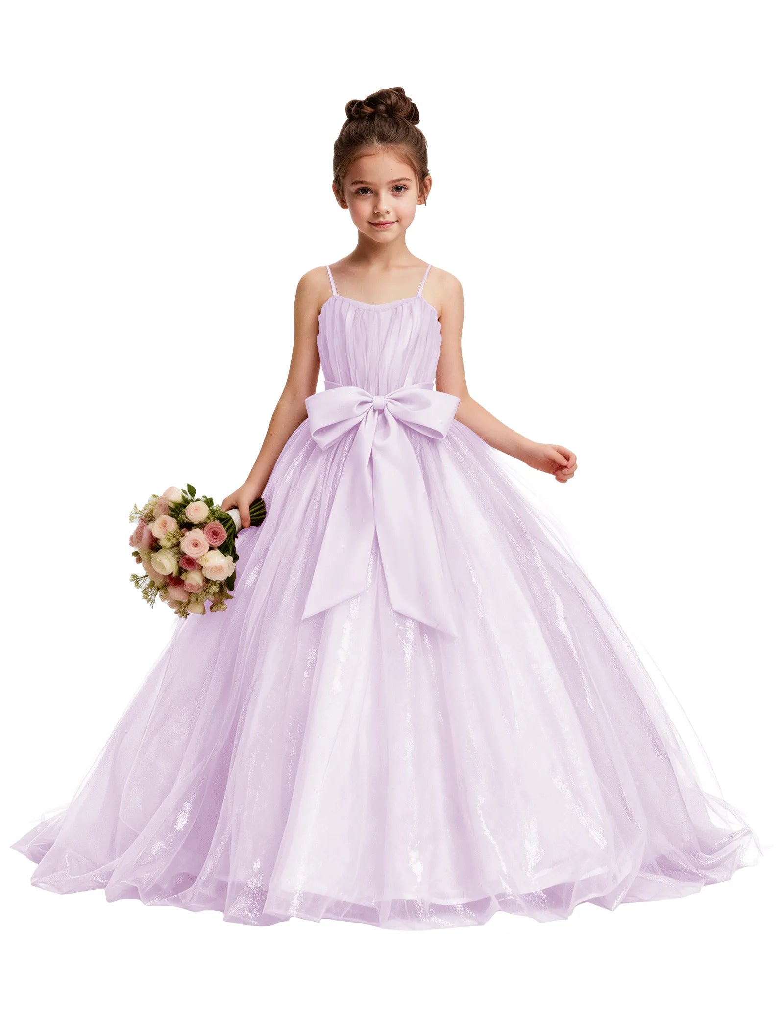Tulle Princess Dress for Girls with Satin Bow