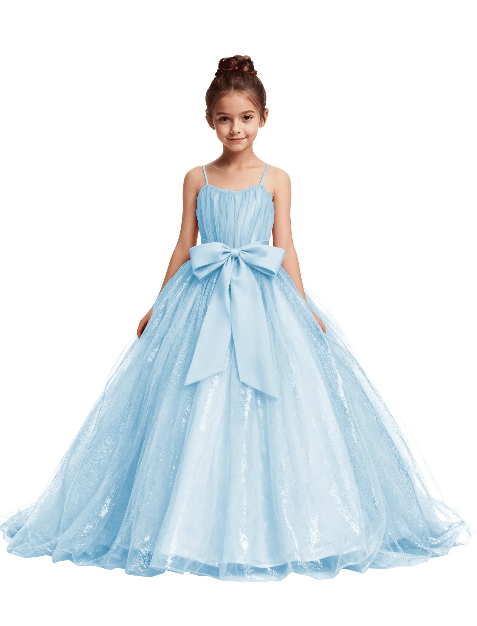 Tulle Princess Dress for Girls with Satin Bow