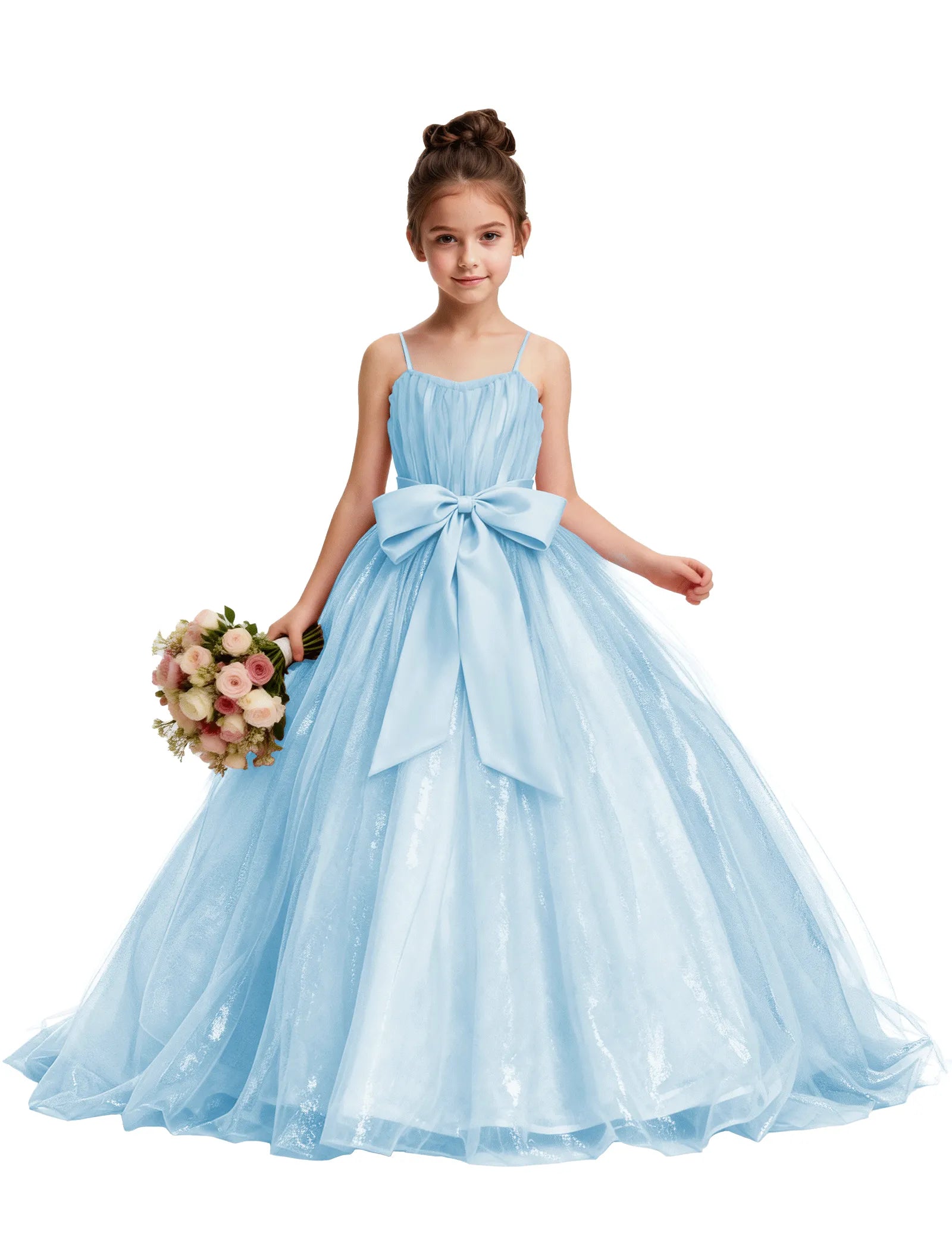 Tulle Princess Dress for Girls with Satin Bow