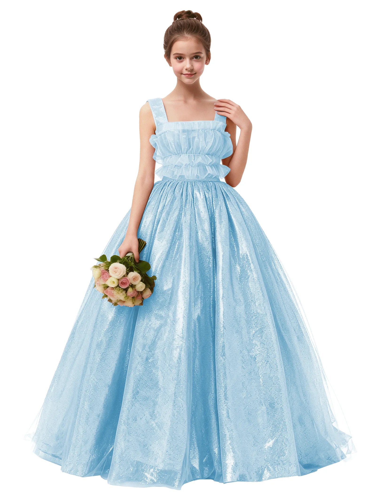 Vestido de princesa sin mangas de encaje