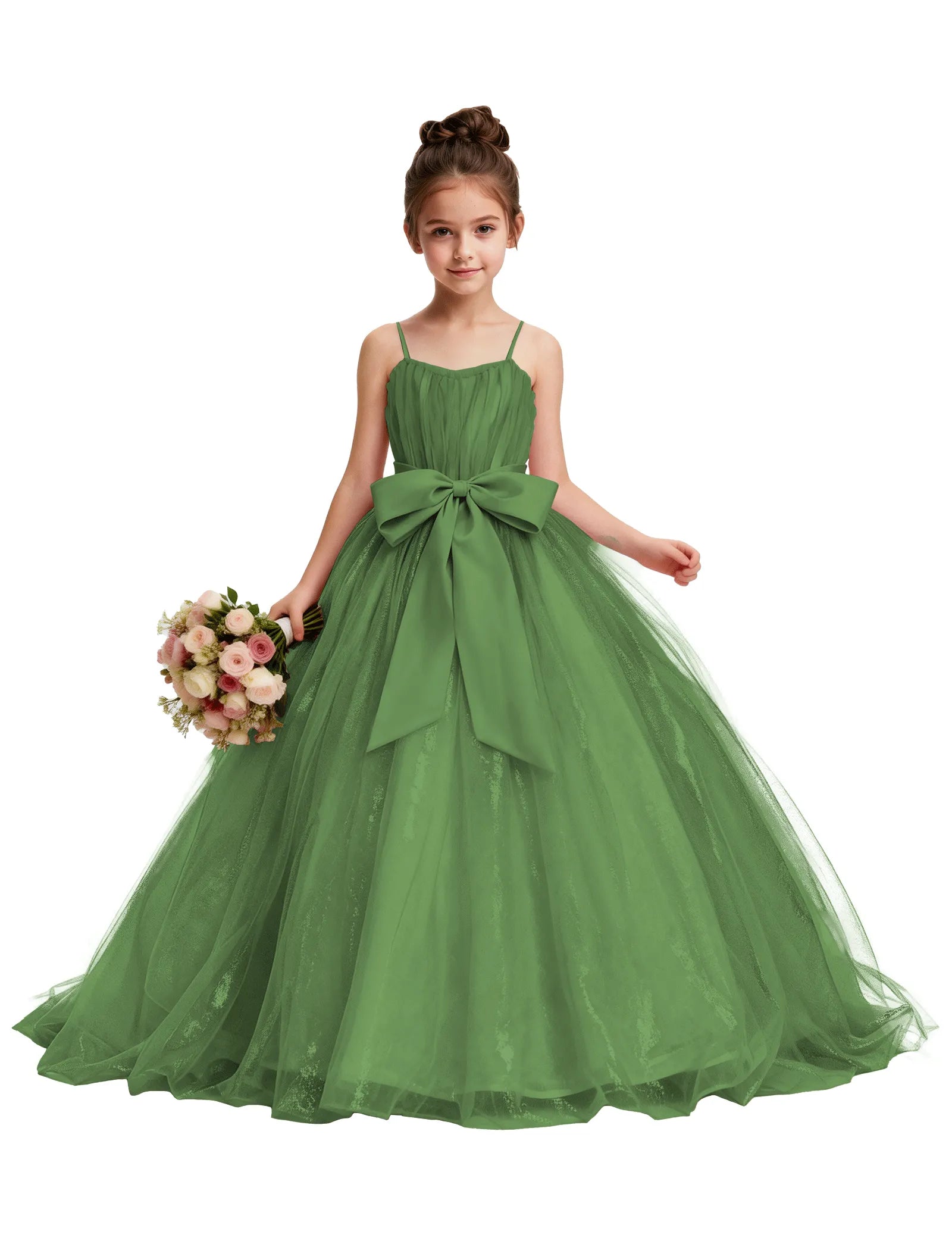 Tulle Princess Dress for Girls with Satin Bow