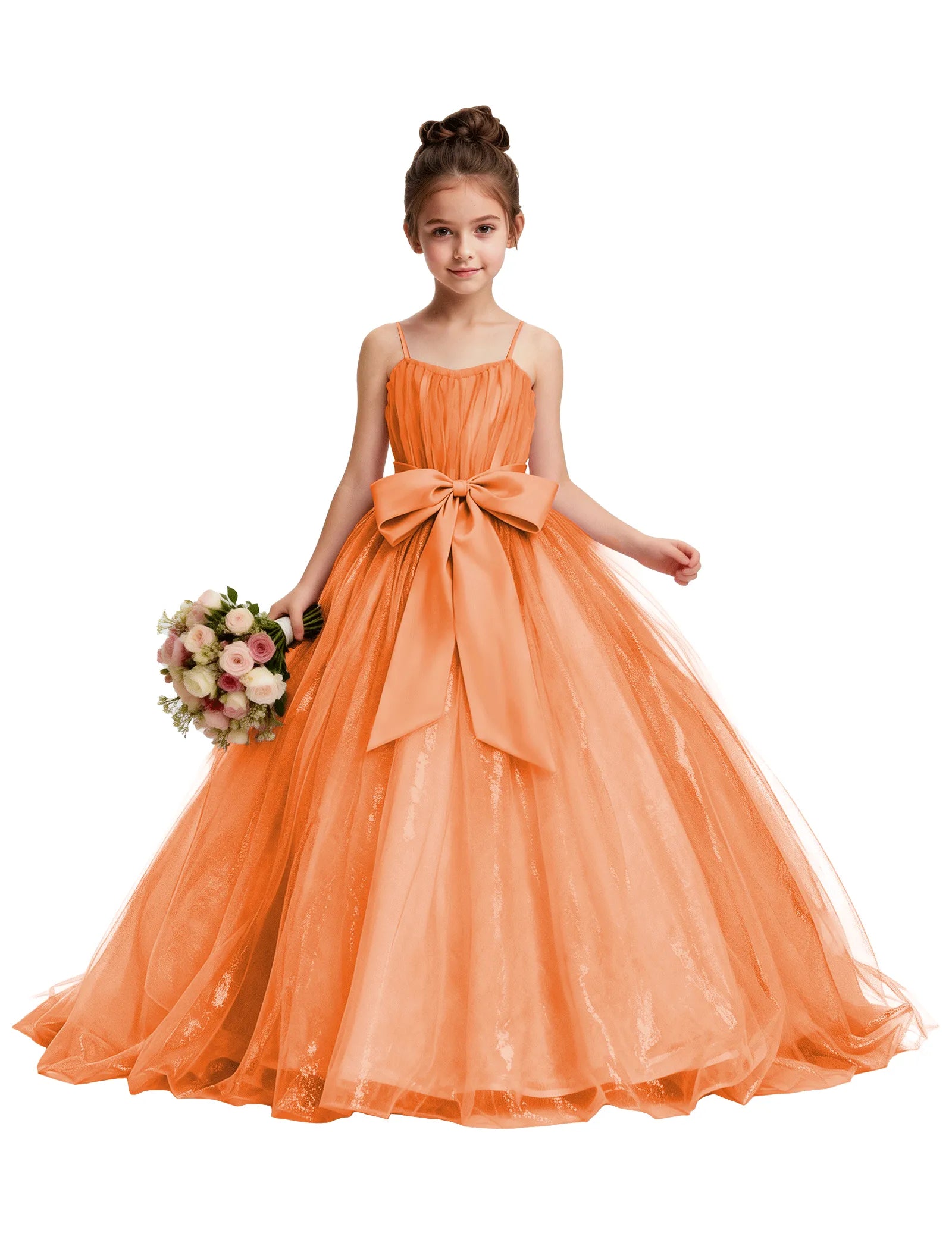 Tulle Princess Dress for Girls with Satin Bow