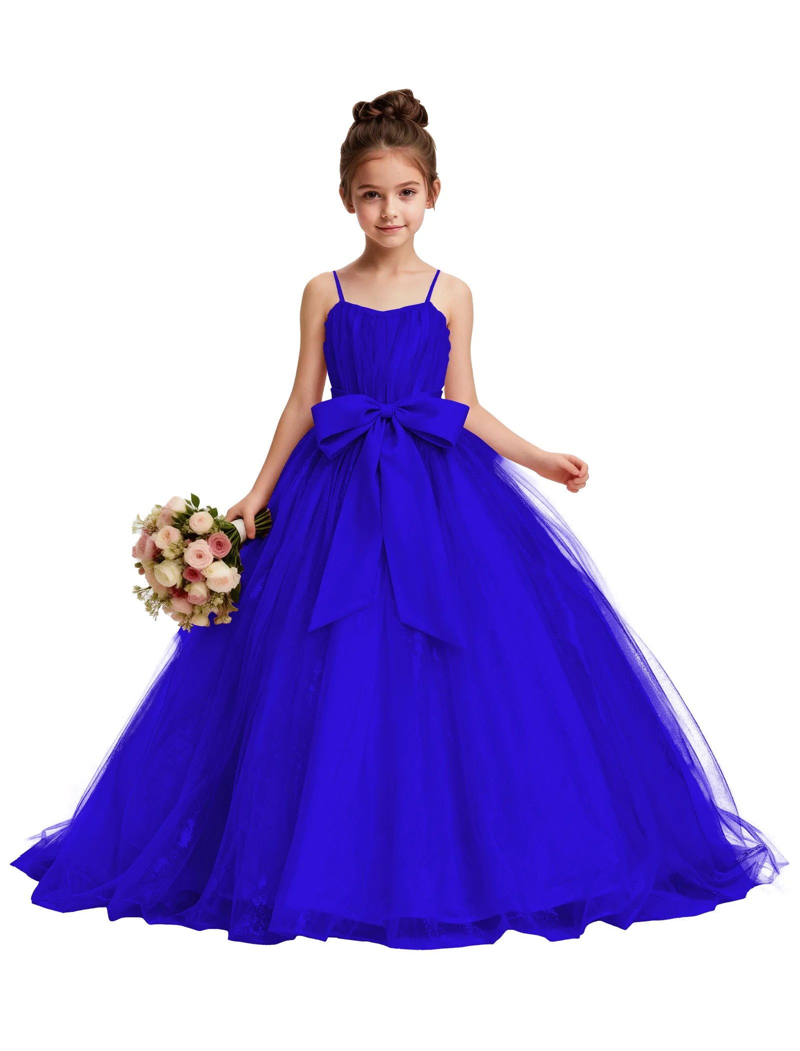 Tulle Princess Dress for Girls with Satin Bow