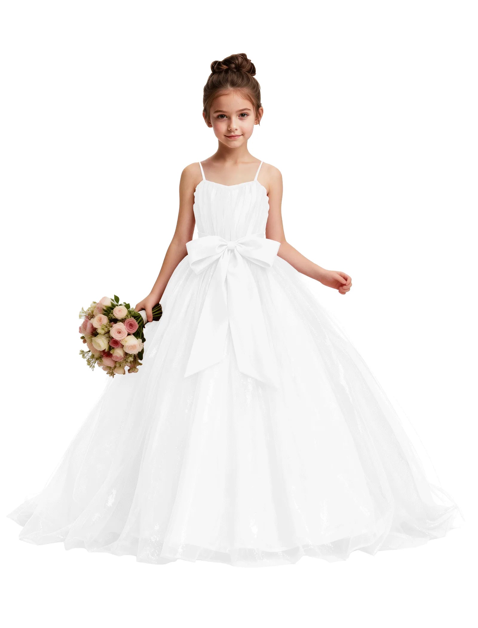 Tulle Princess Dress for Girls with Satin Bow