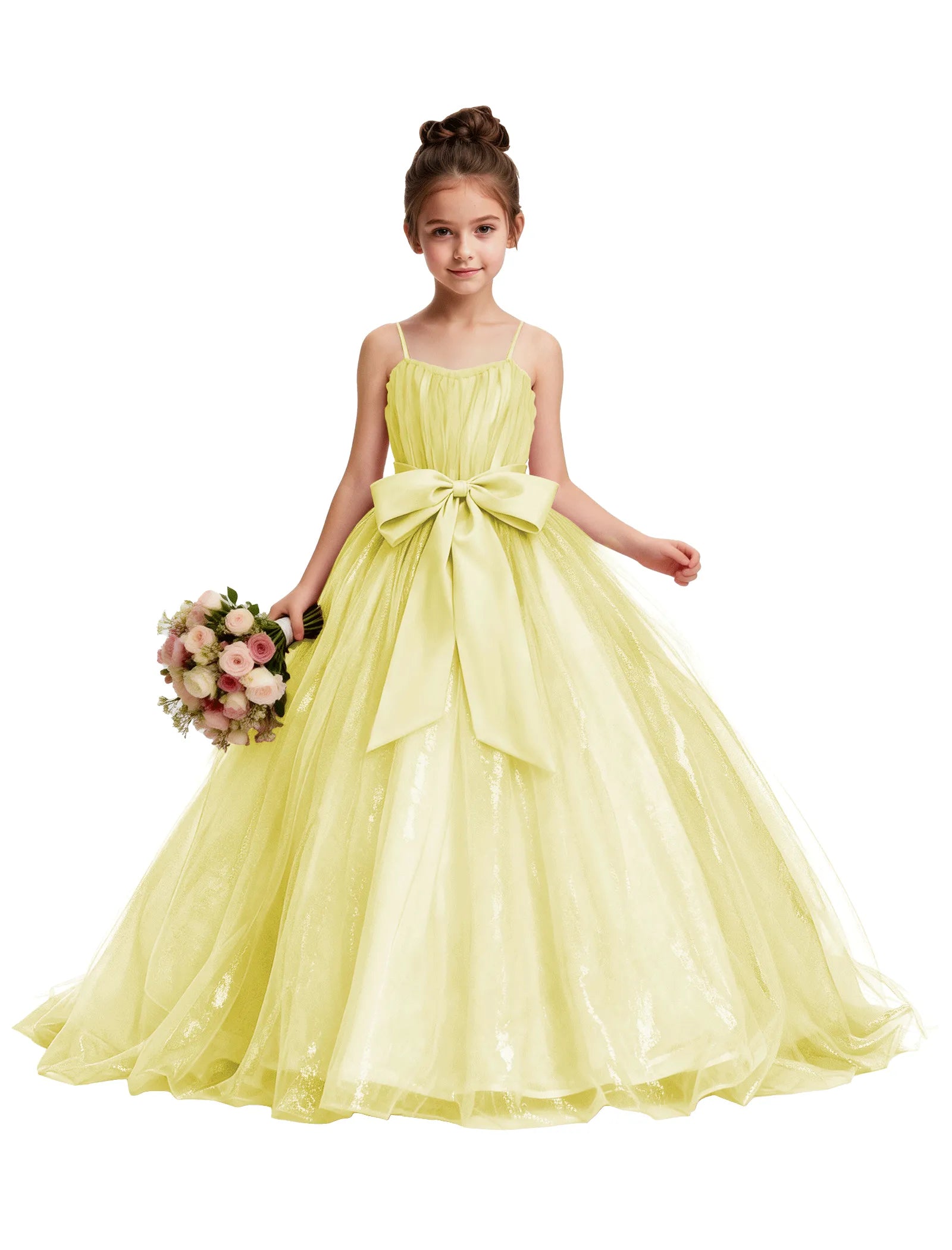 Tulle Princess Dress for Girls with Satin Bow
