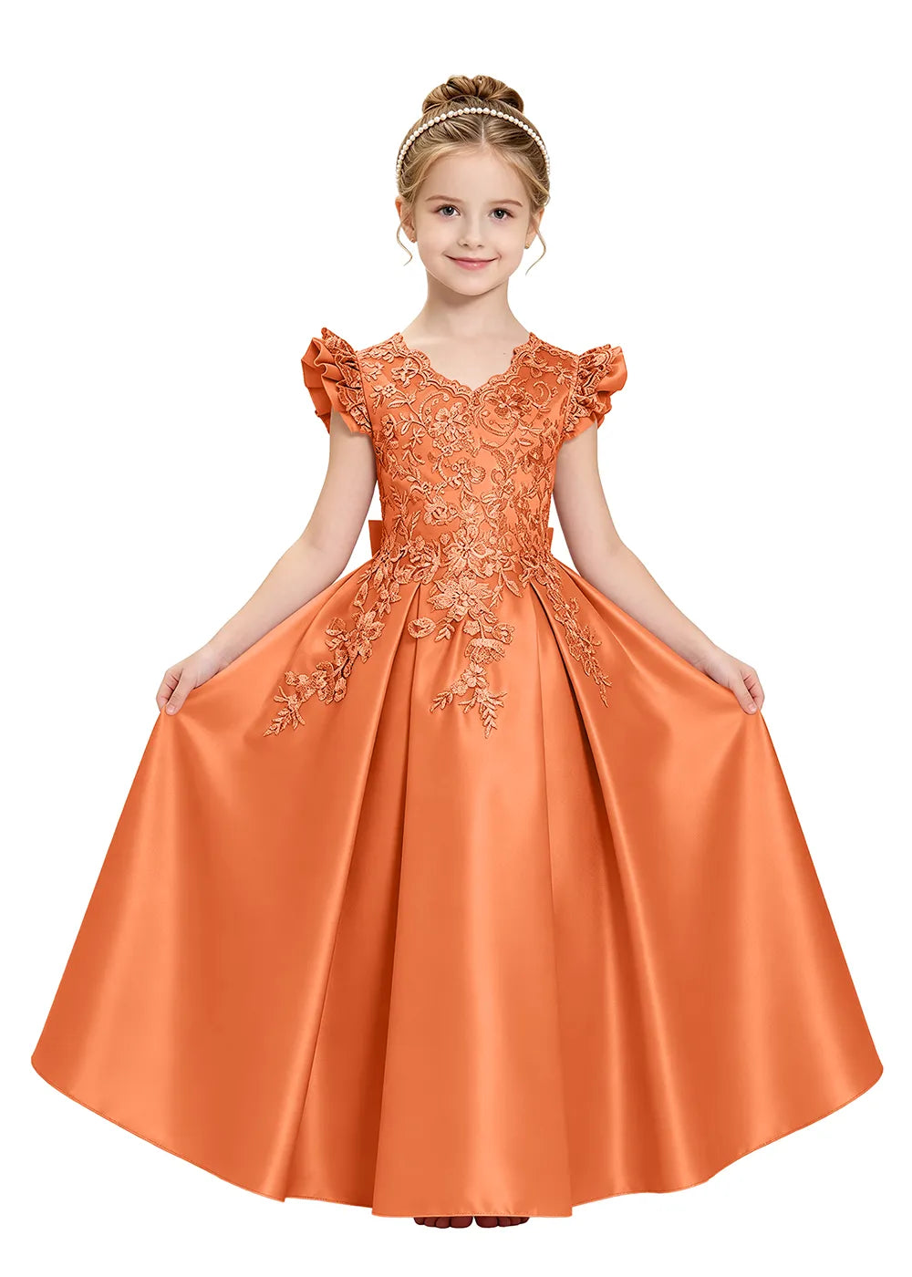 Embroidered Lace Satin Princess Ball Gown