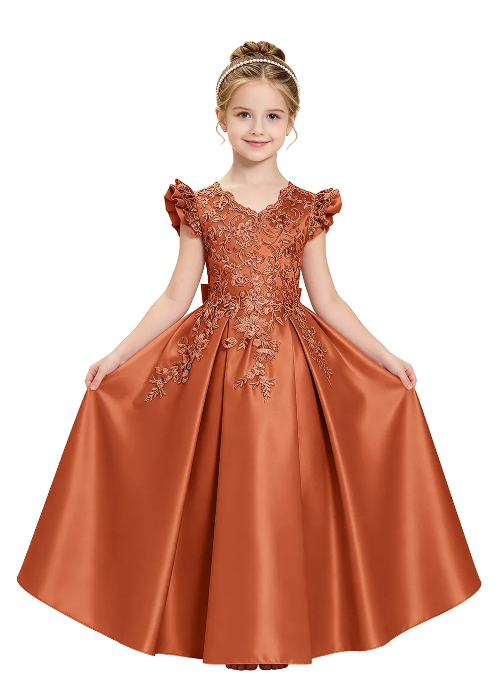 Embroidered Lace Satin Princess Ball Gown