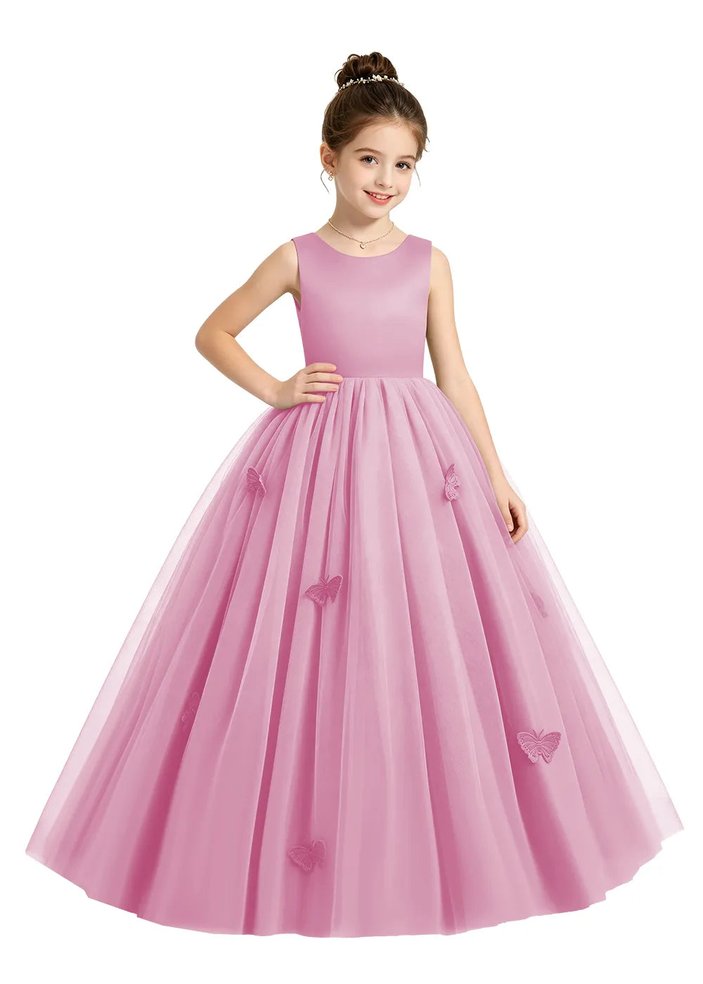 Butterfly Appliqué Tulle Flower Girl Dress