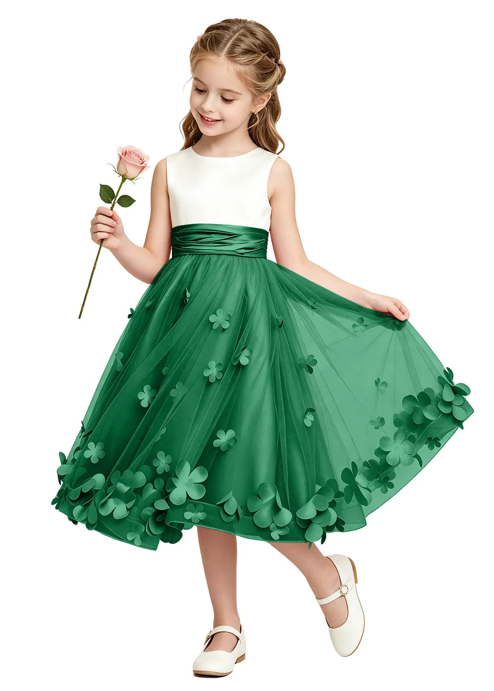 3D Floral Tulle Girls Party Dress