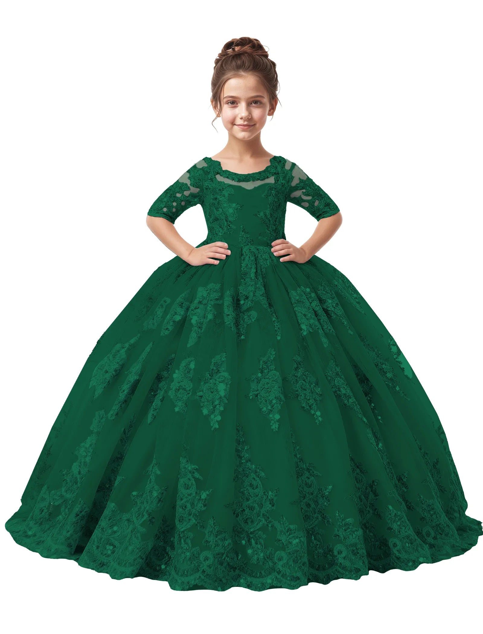 Vestido de princesa sin mangas de encaje