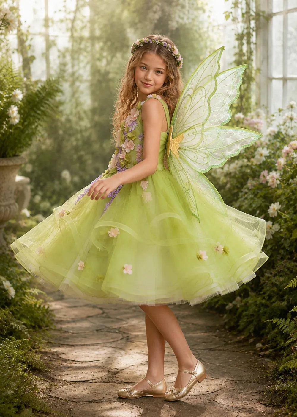 Garden Fairy Floral Tulle Princess Dress