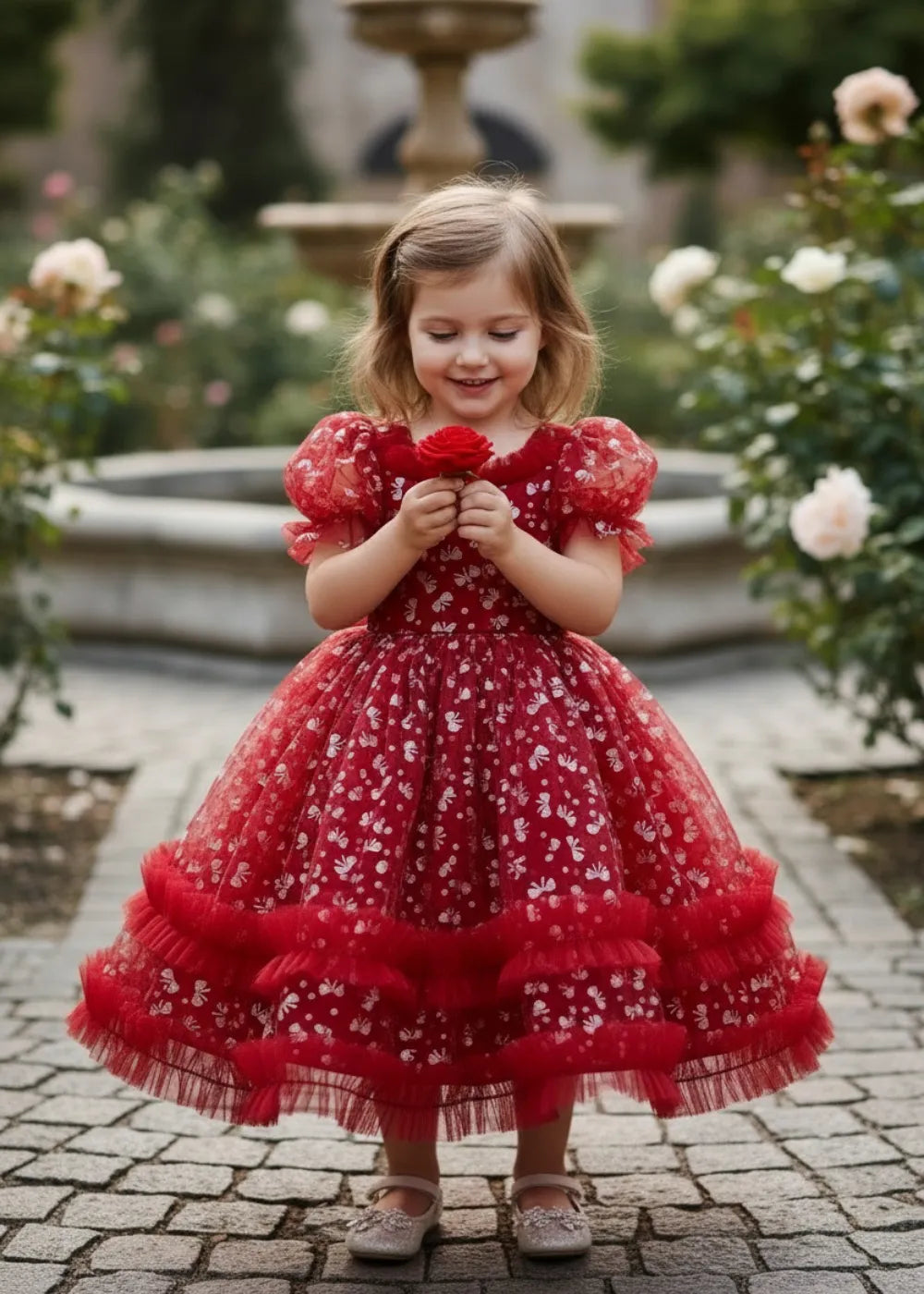Vestido de princesa sin mangas de encaje