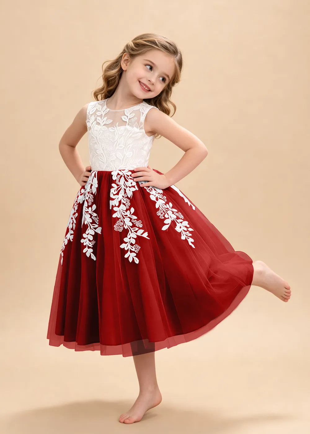 Vestido de princesa sin mangas de encaje