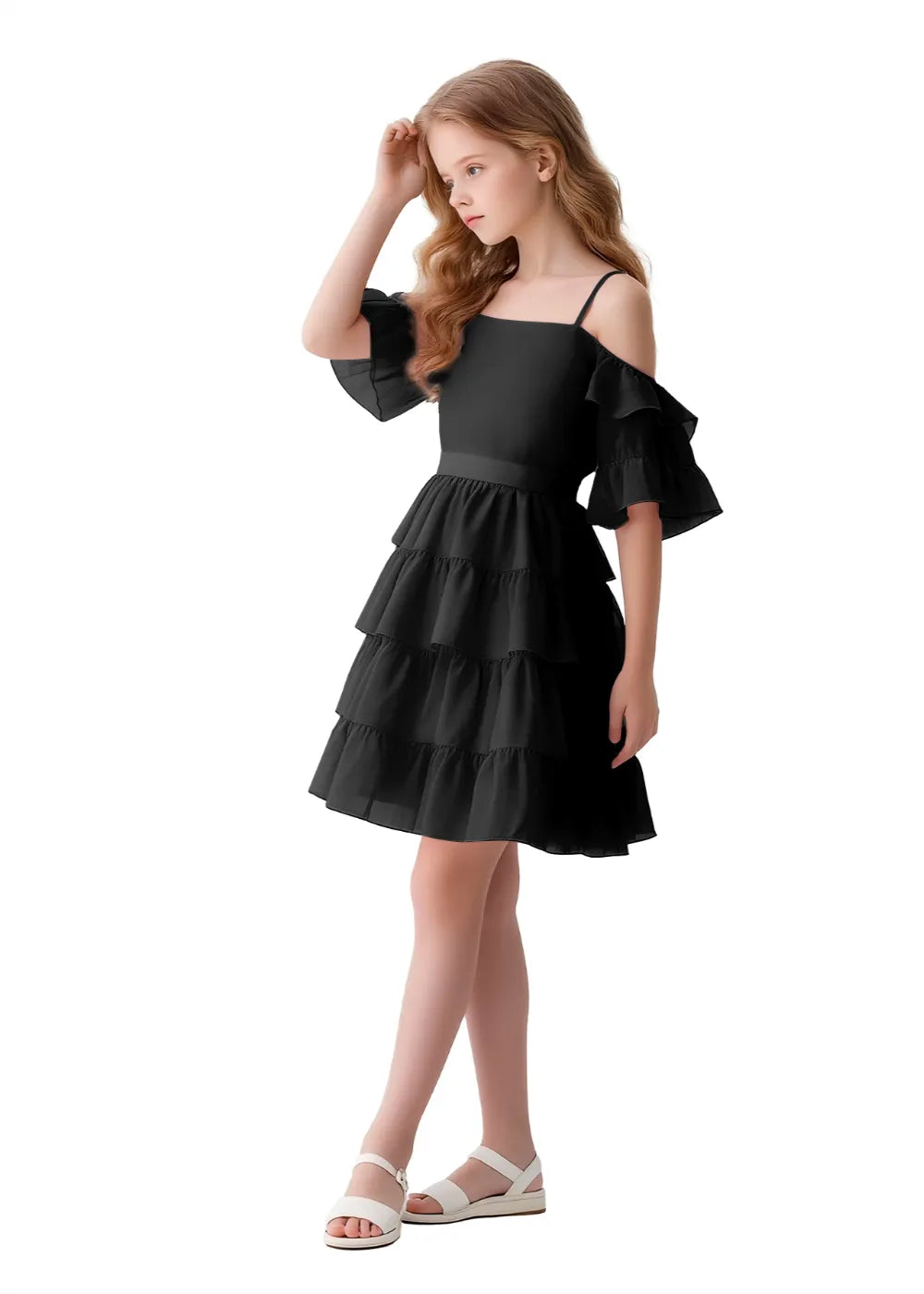 Flower Girl Dresses | Chiffon Ruffle Dress
