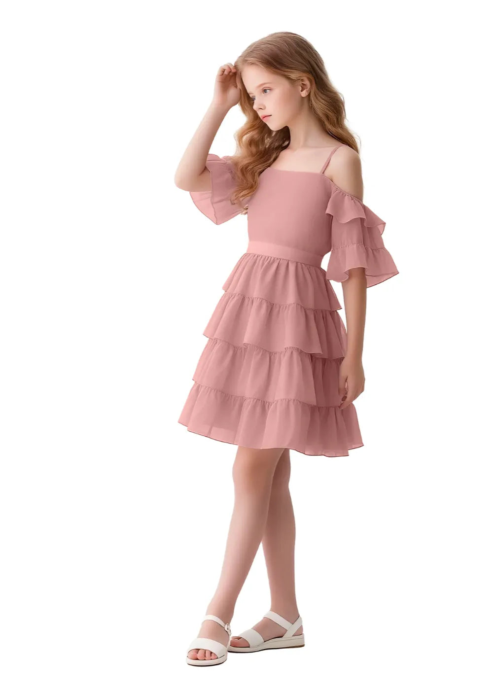 Flower Girl Dresses | Chiffon Ruffle Dress