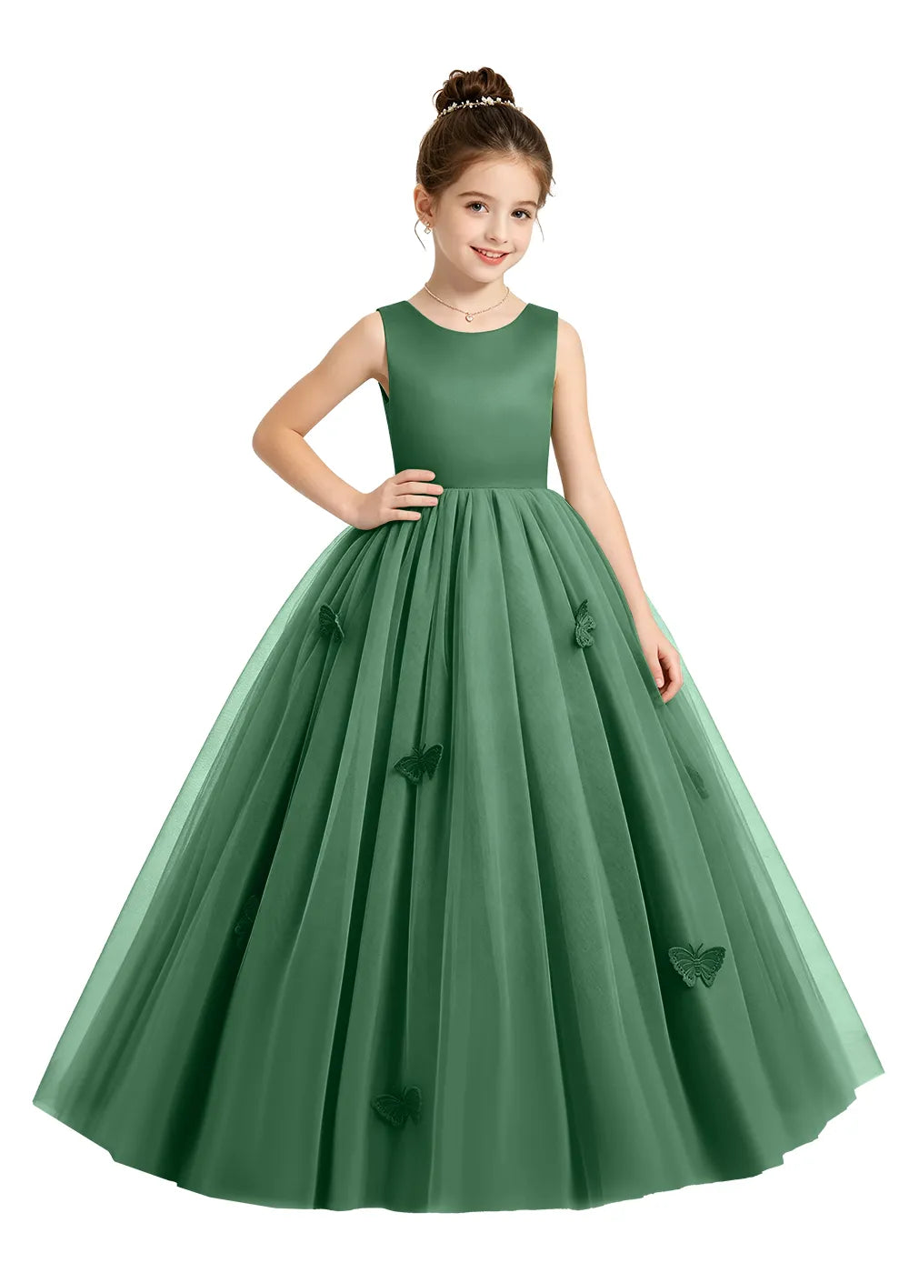 Butterfly Appliqué Tulle Flower Girl Dress
