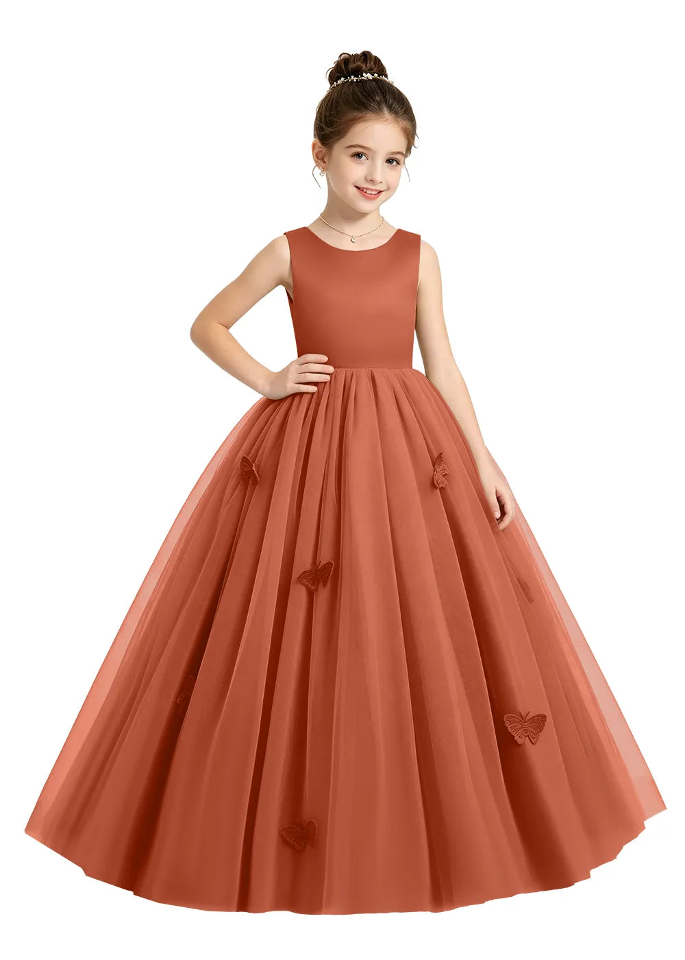 Butterfly Appliqué Tulle Flower Girl Dress
