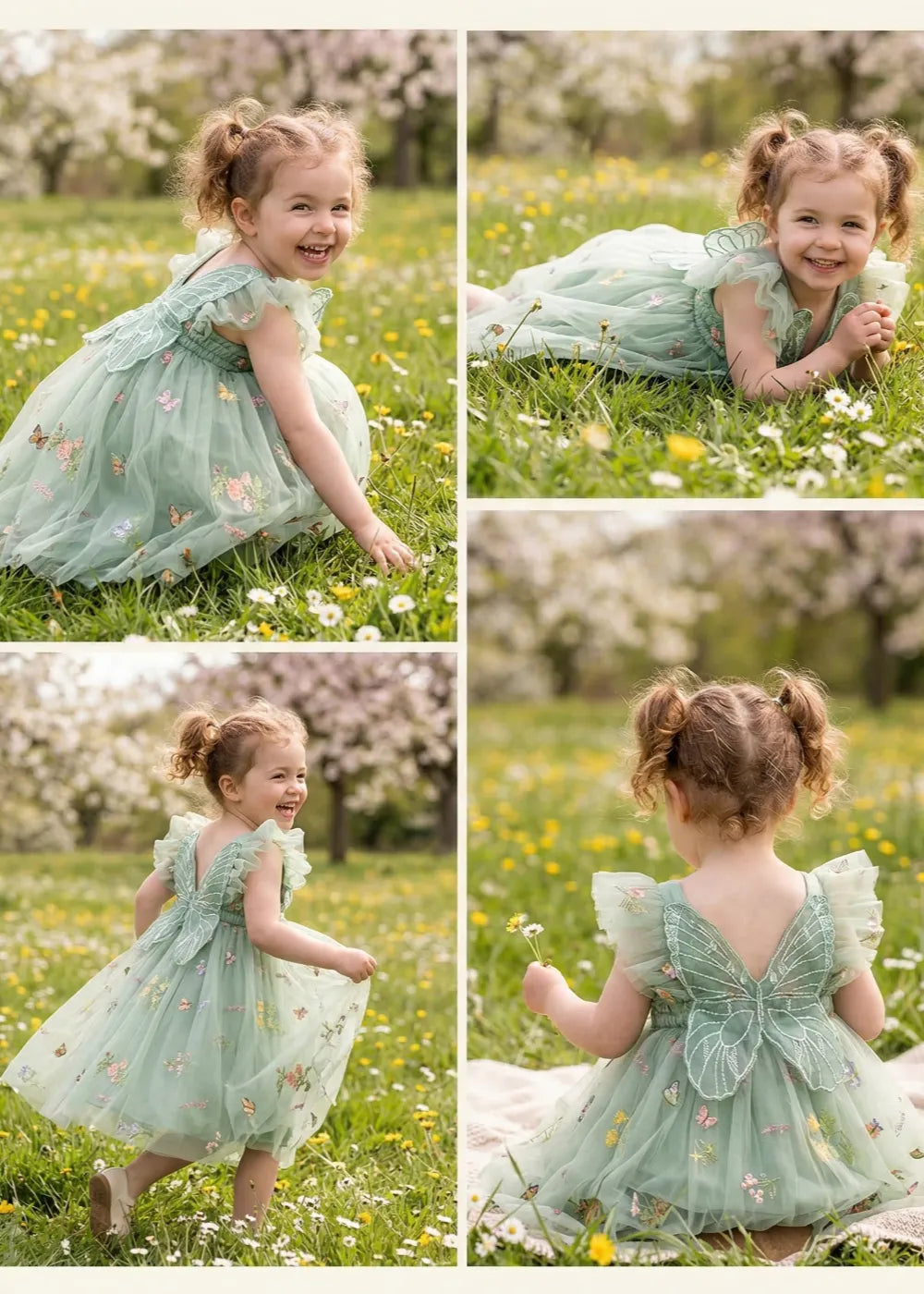Toddler Fairy Wing Flower Girl Tulle Dress
