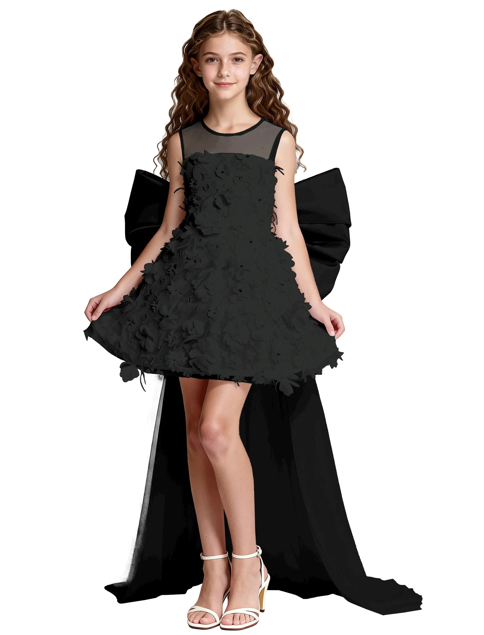 オフショルダーのレースプリンセスドレス