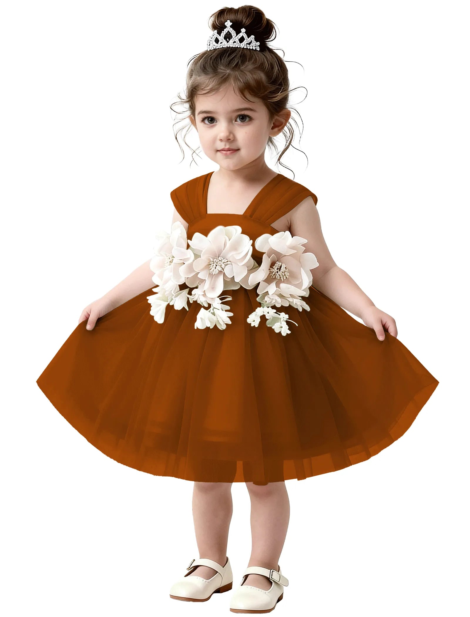 3D Flower Tulle Dress for Toddler Girls