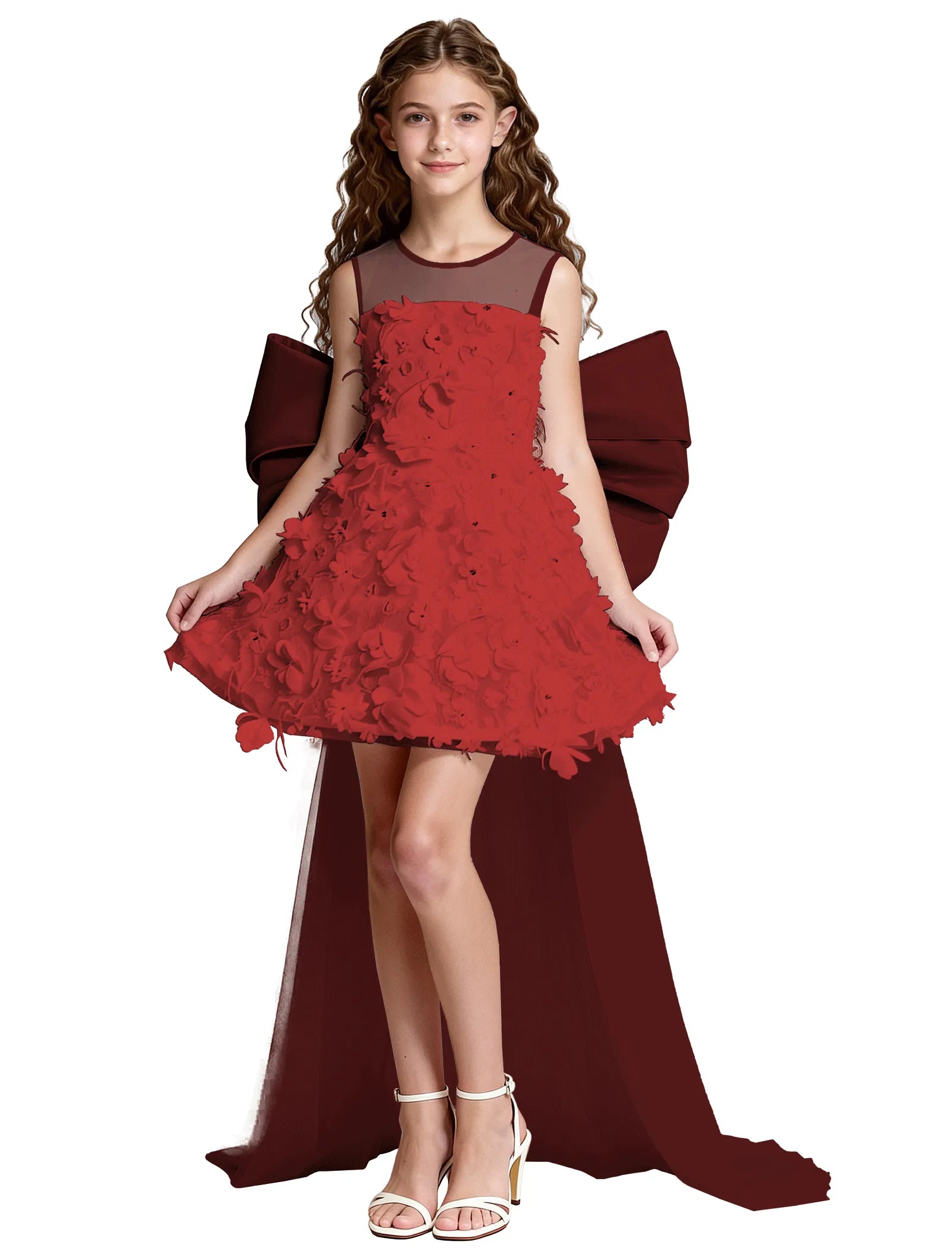 オフショルダーのレースプリンセスドレス