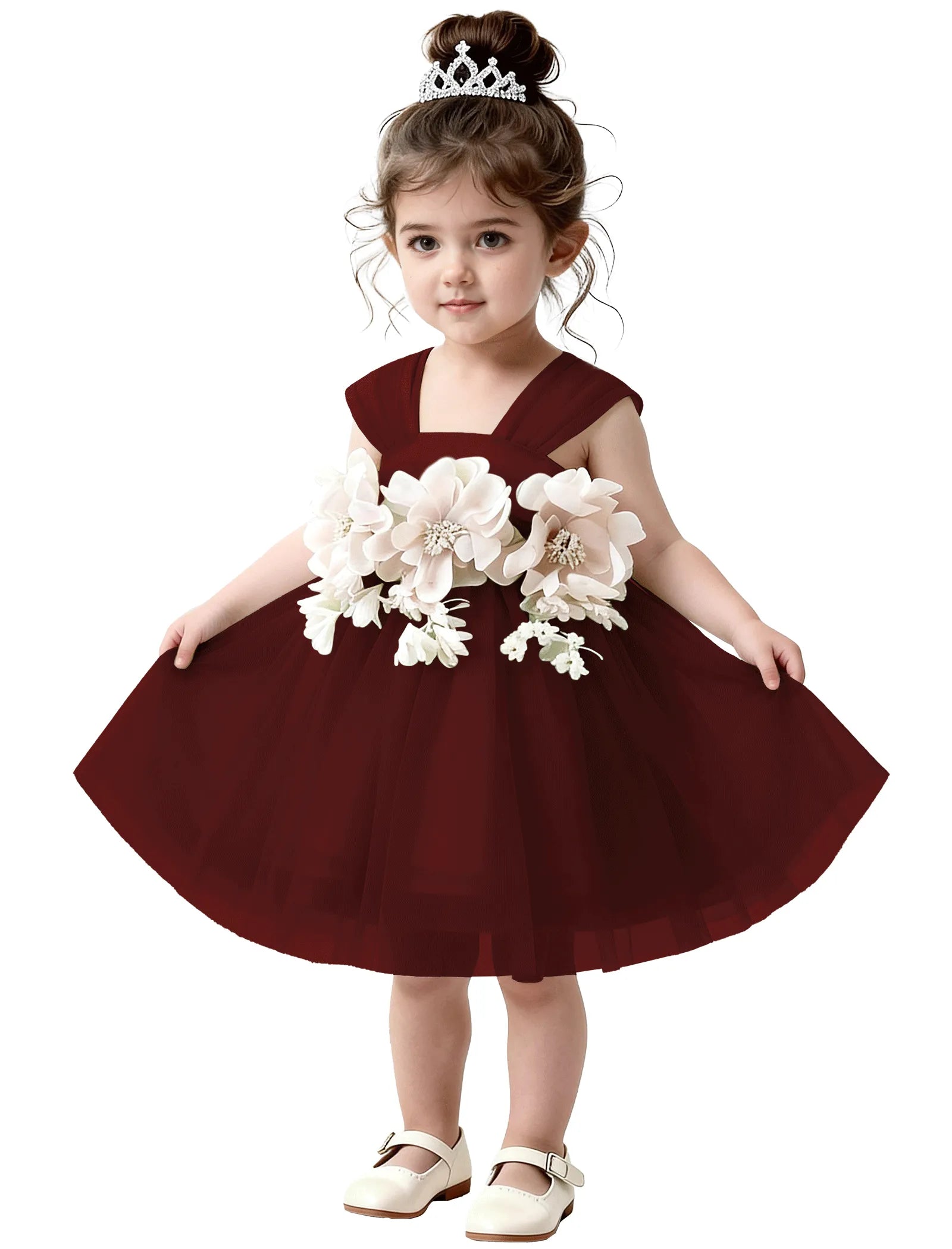 3D Flower Tulle Dress for Toddler Girls