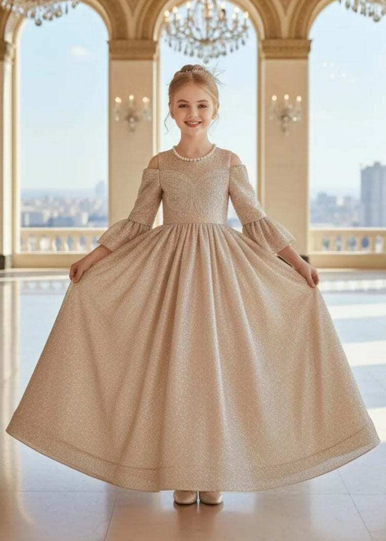 Royal Glitter Long Sleeve Flower Girl Dress