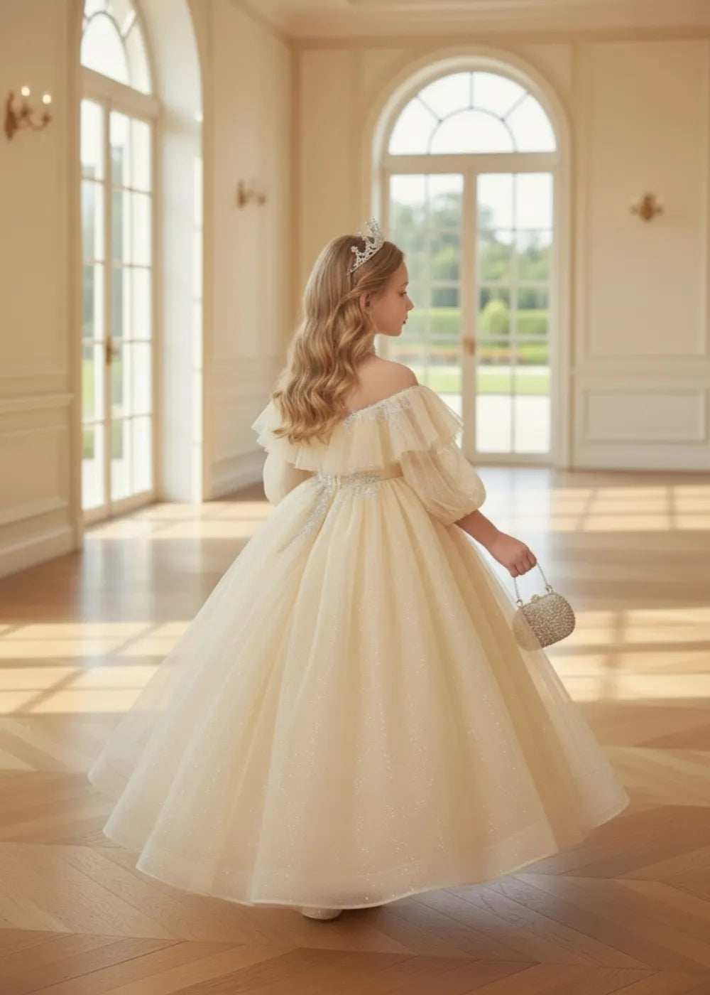 Ruffle Sleeve Flower Girl Dress