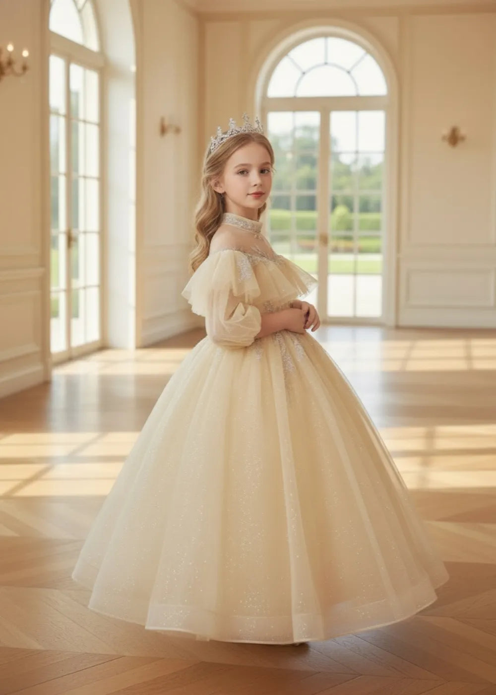 Ruffle Sleeve Flower Girl Dress