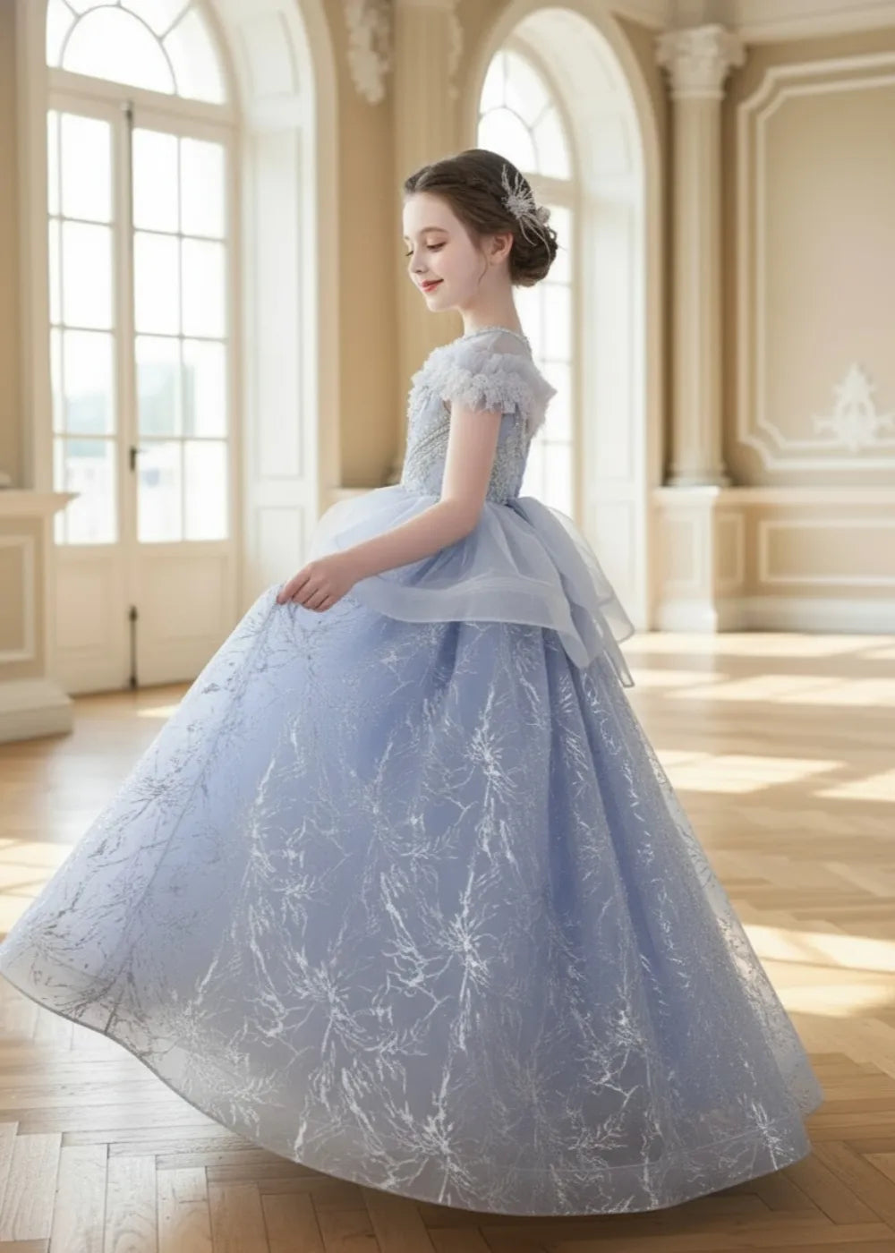 Vestido de princesa sin mangas de encaje