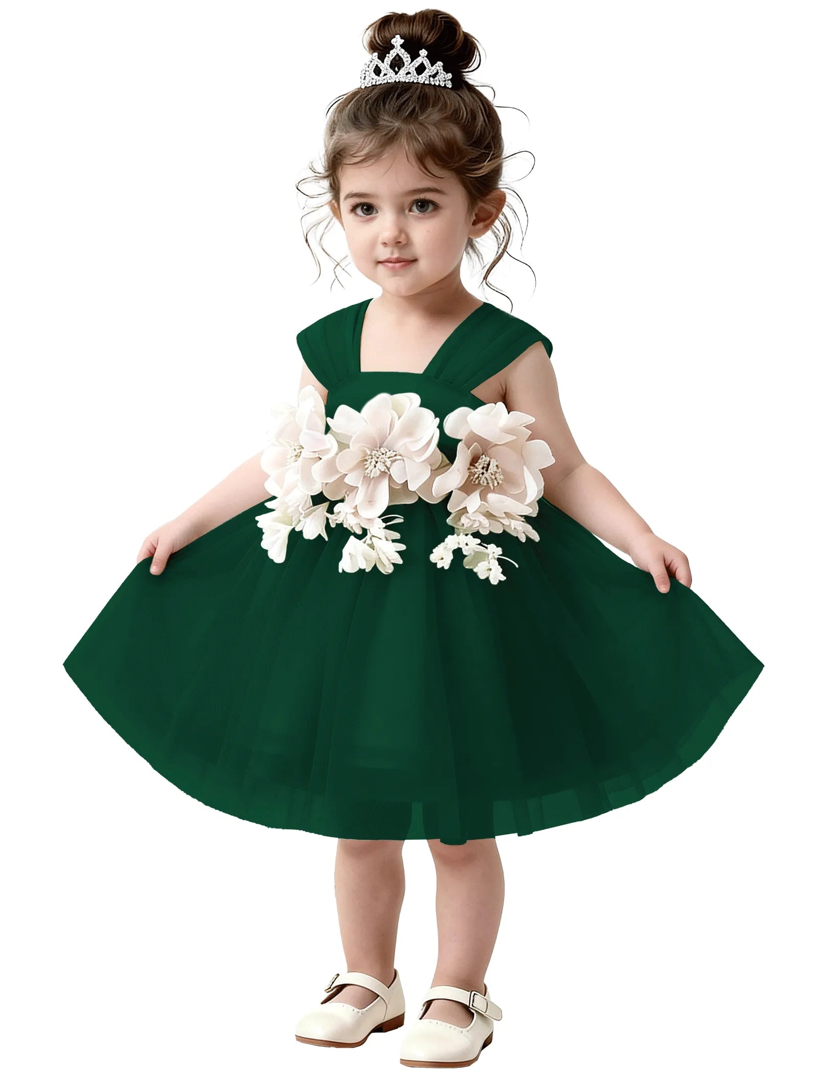 3D Flower Tulle Dress for Toddler Girls