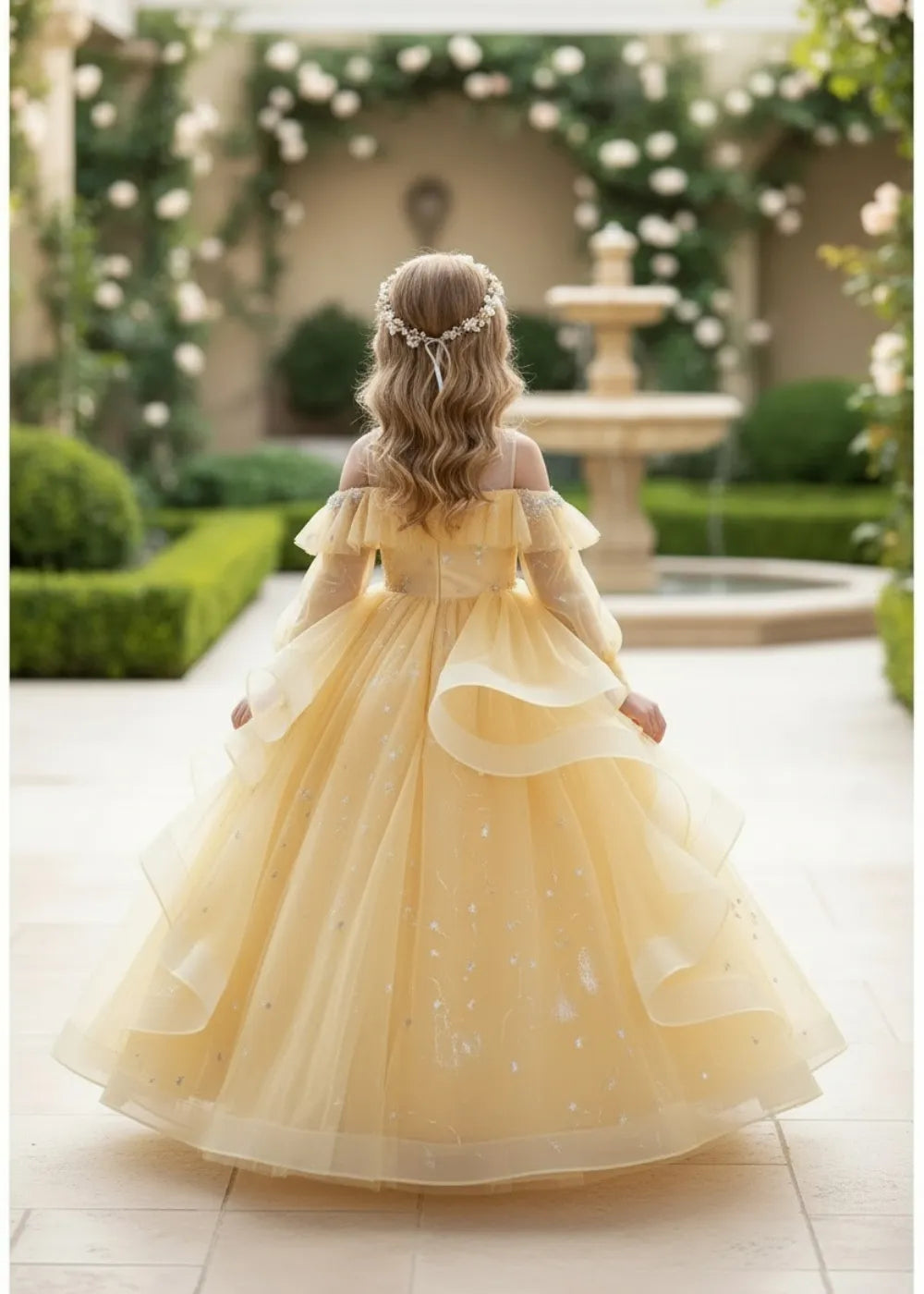 Golden Aurora Princess Tulle Ball Gown Dress