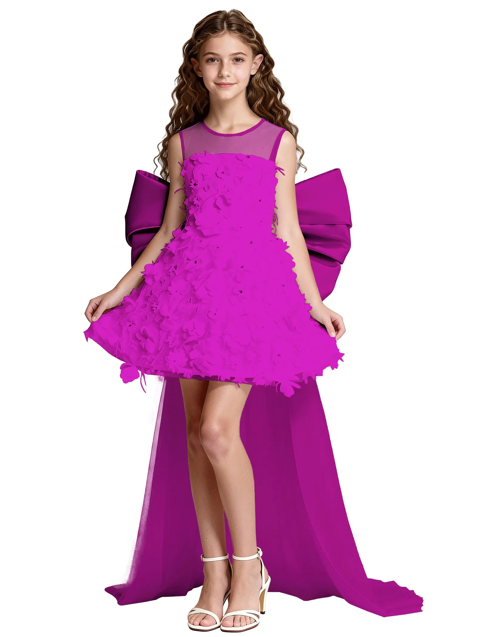 オフショルダーのレースプリンセスドレス