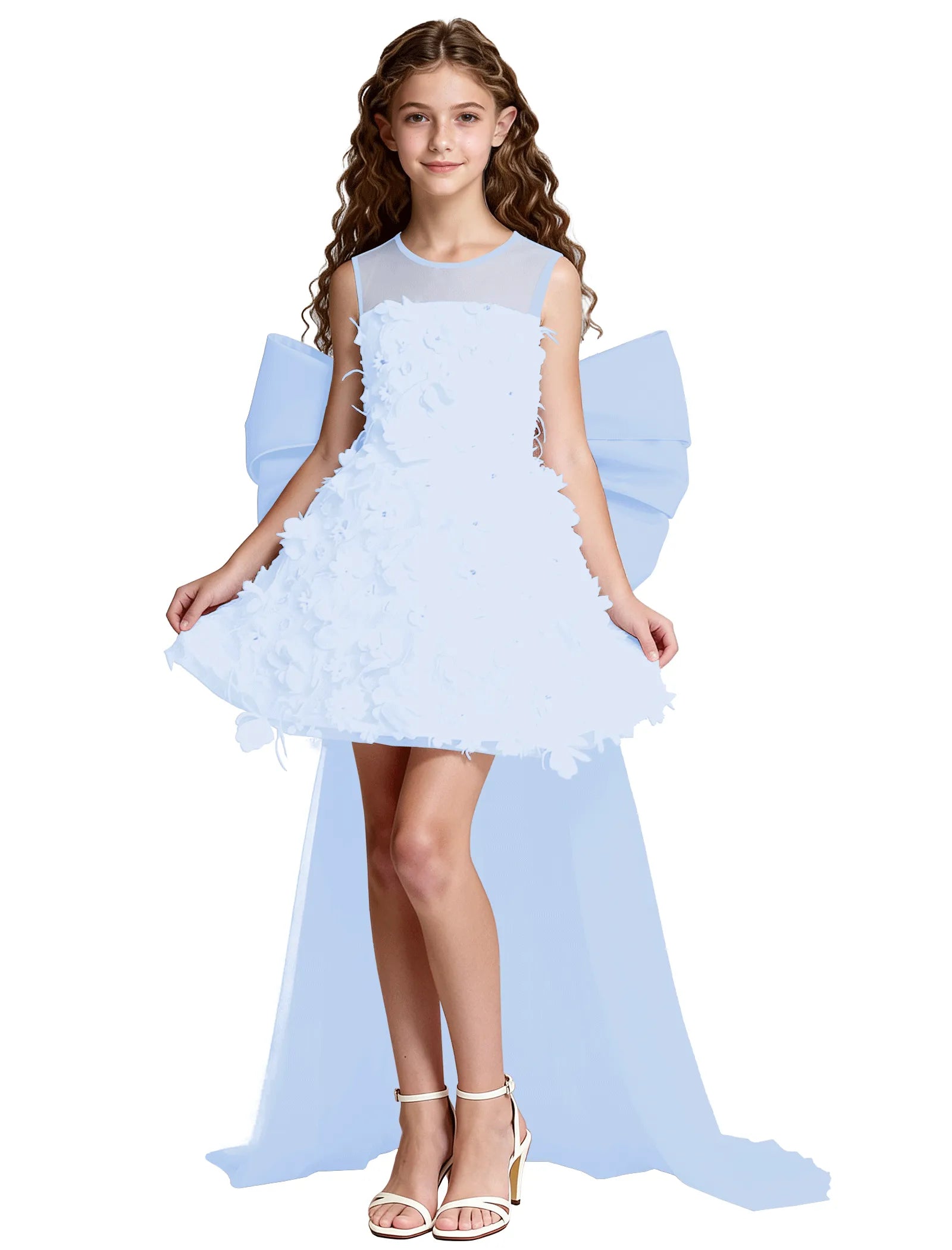 オフショルダーのレースプリンセスドレス