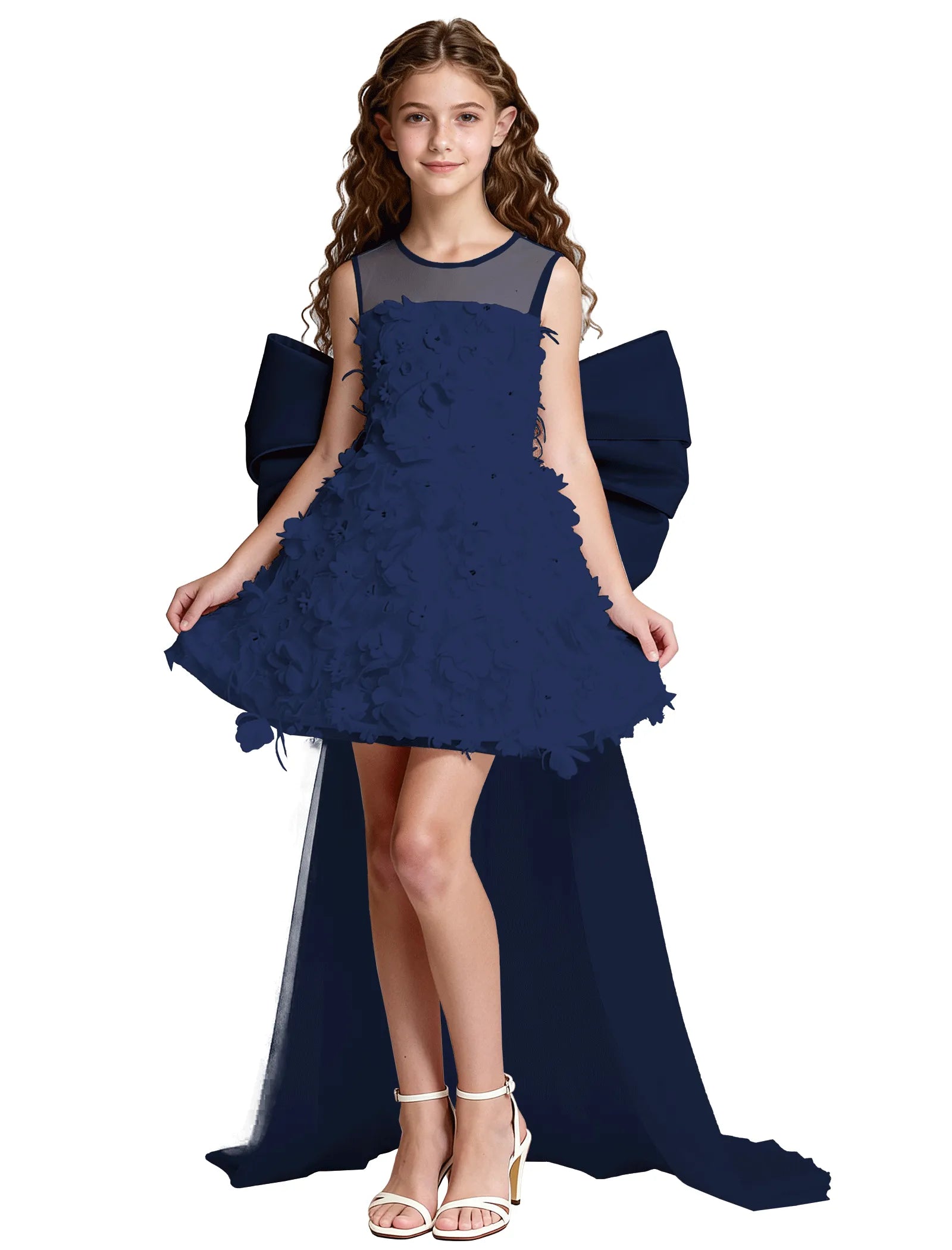 オフショルダーのレースプリンセスドレス