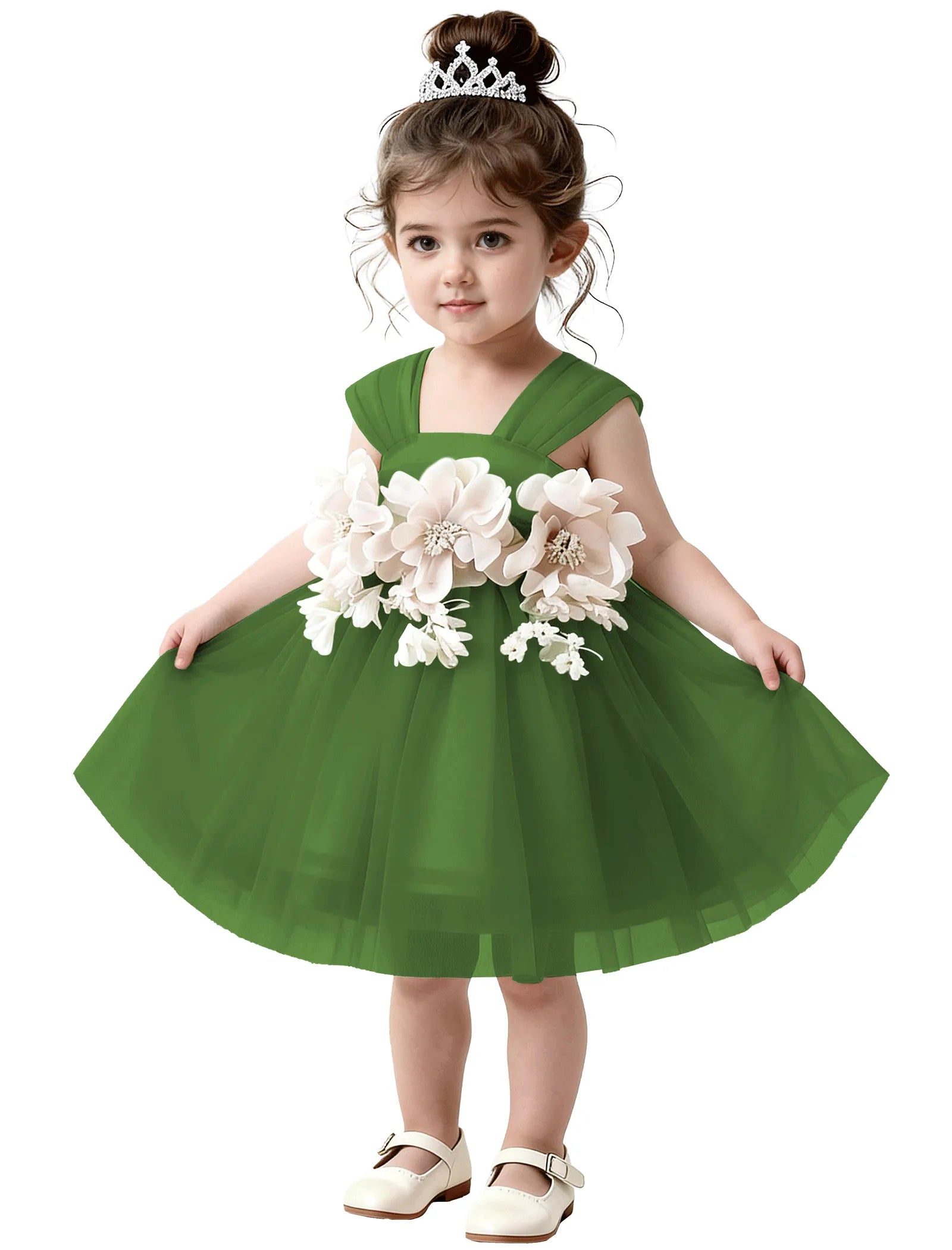 3D Flower Tulle Dress for Toddler Girls