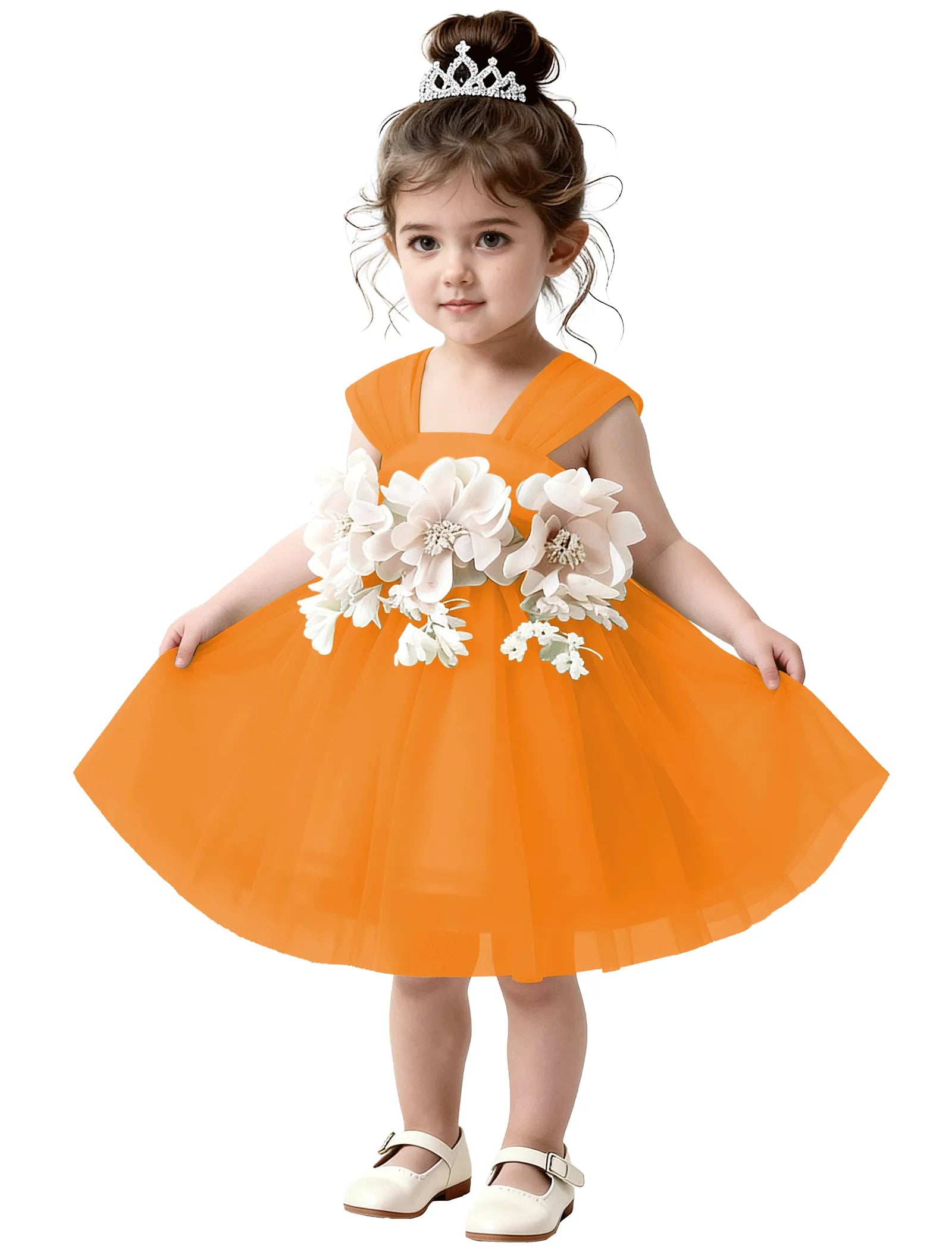 3D Flower Tulle Dress for Toddler Girls
