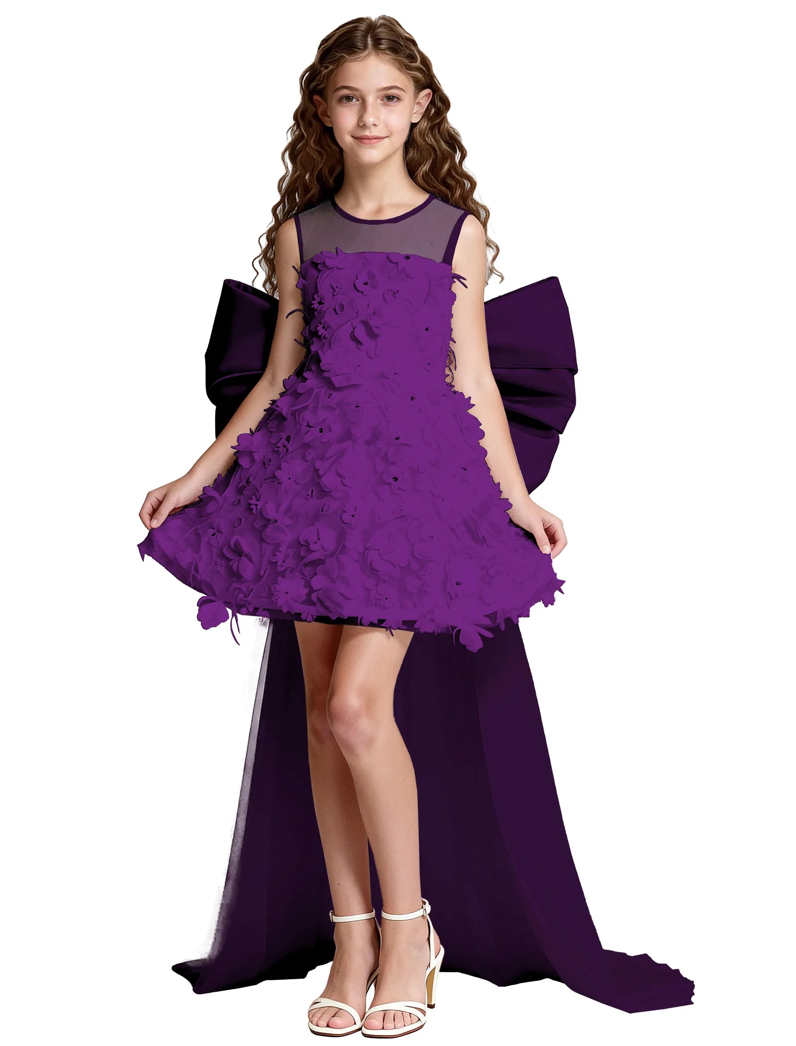 オフショルダーのレースプリンセスドレス