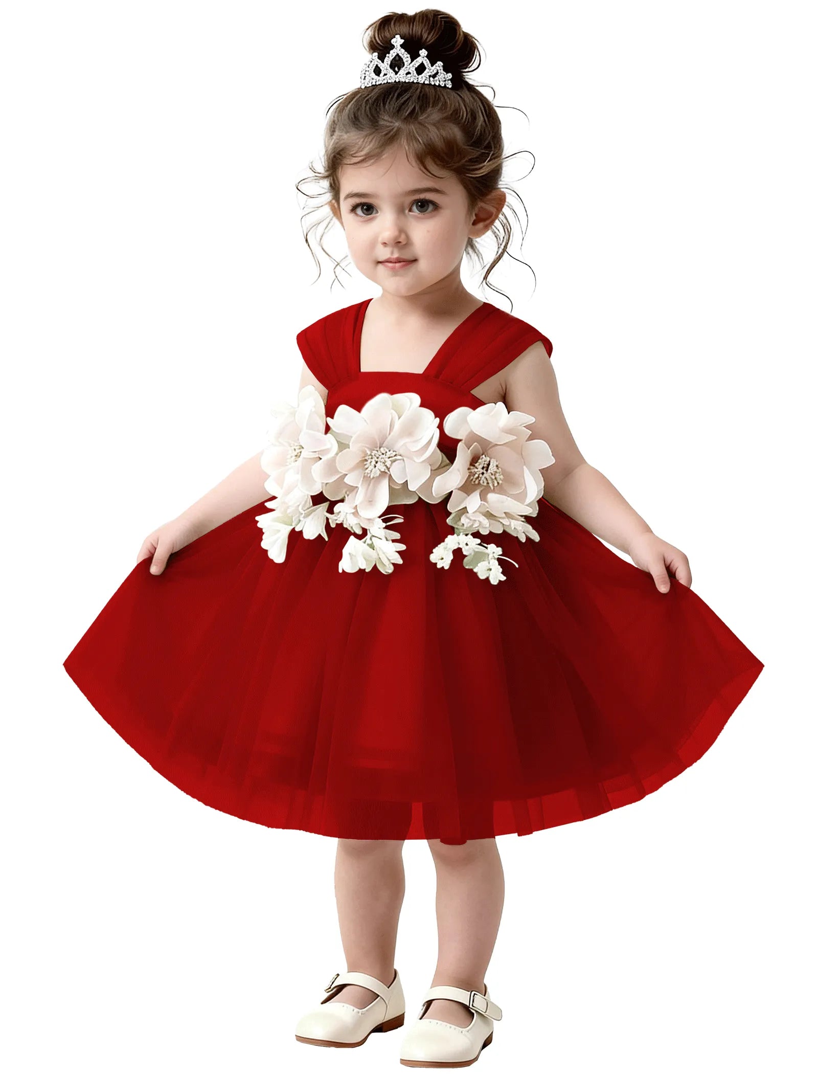 3D Flower Tulle Dress for Toddler Girls