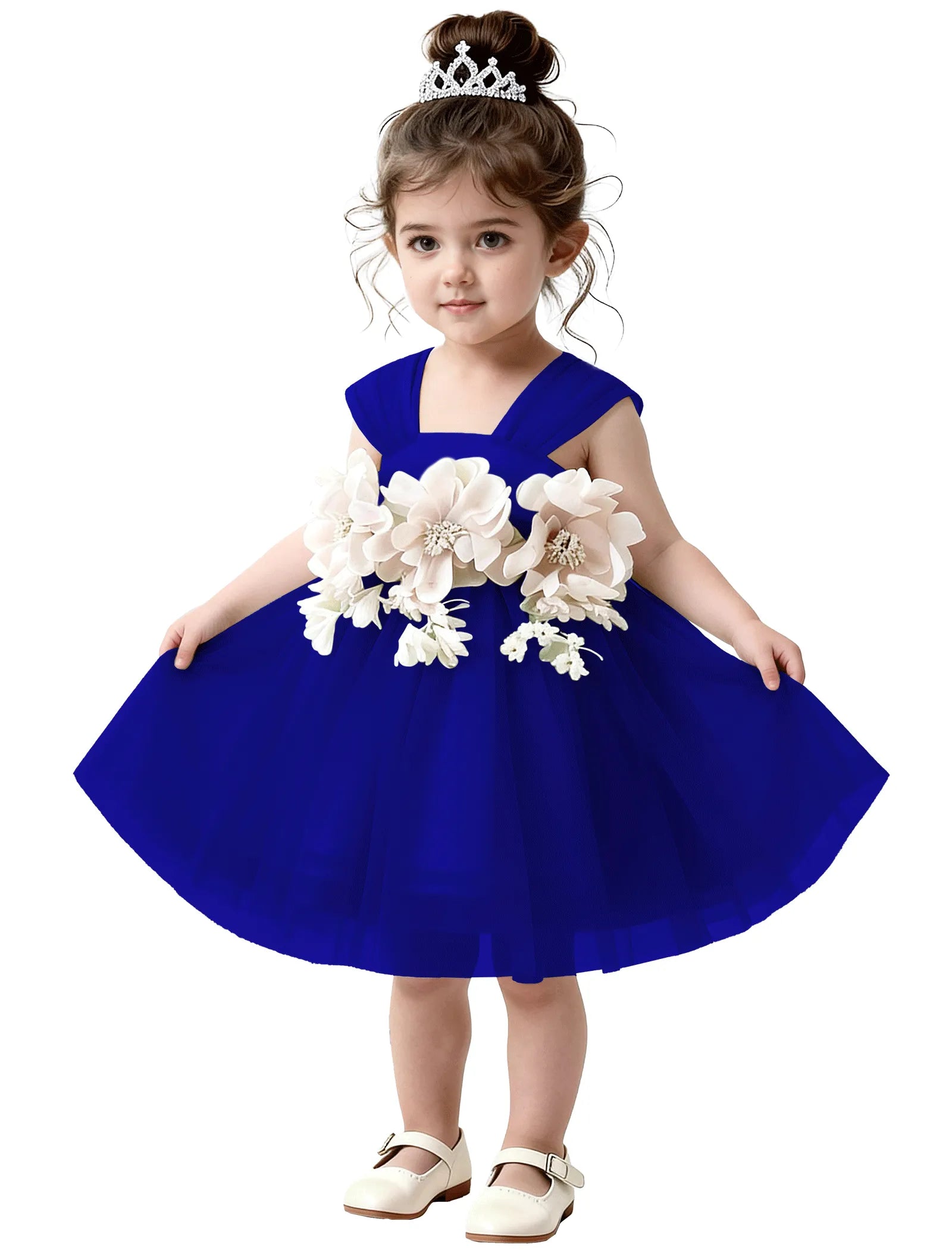 3D Flower Tulle Dress for Toddler Girls