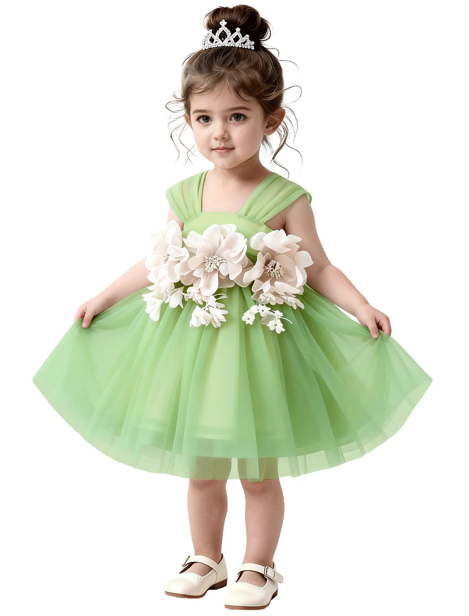 3D Flower Tulle Dress for Toddler Girls