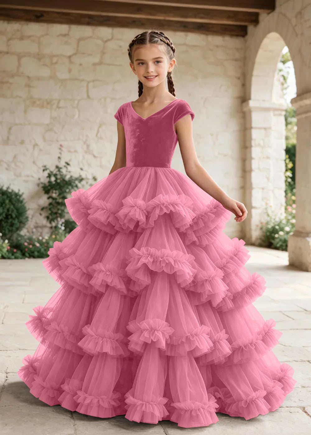 Luxury Velvet Tulle Ball Gown Dress