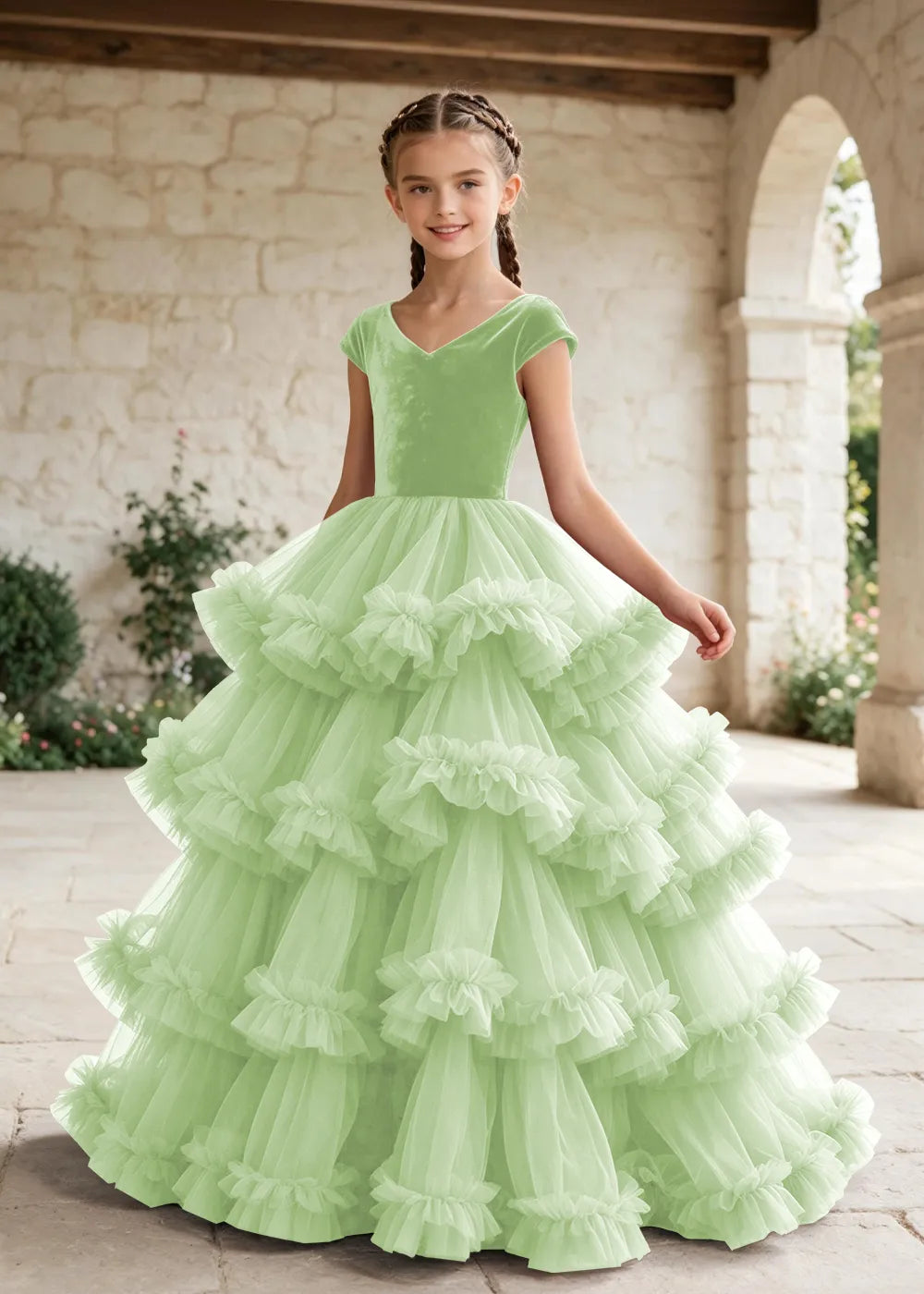 Luxury Velvet Tulle Ball Gown Dress