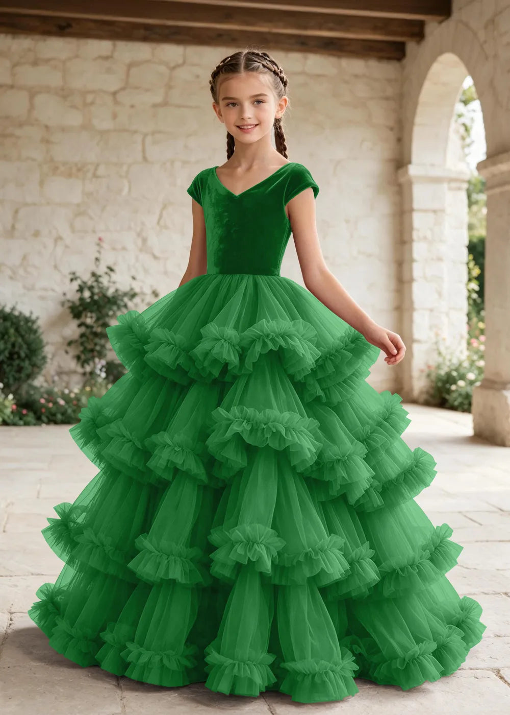Luxury Velvet Tulle Ball Gown Dress